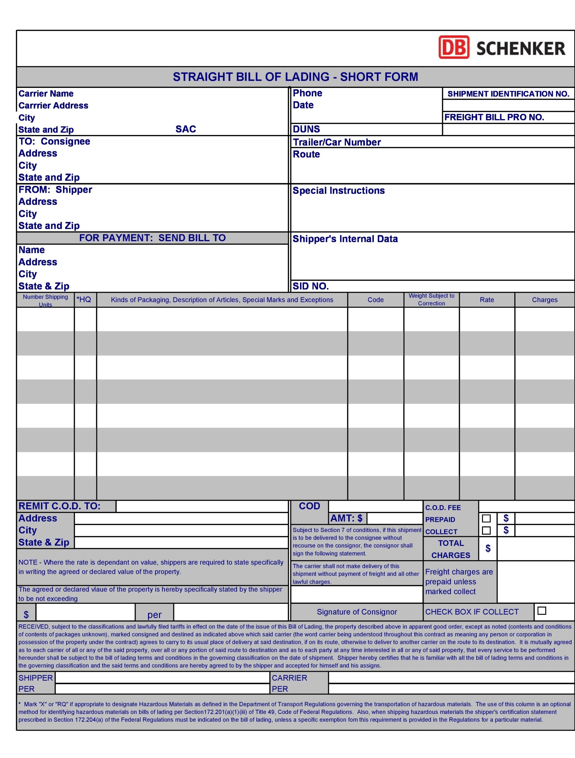30 Blank Bill Of Lading Templates 100 FREE TemplateArchive