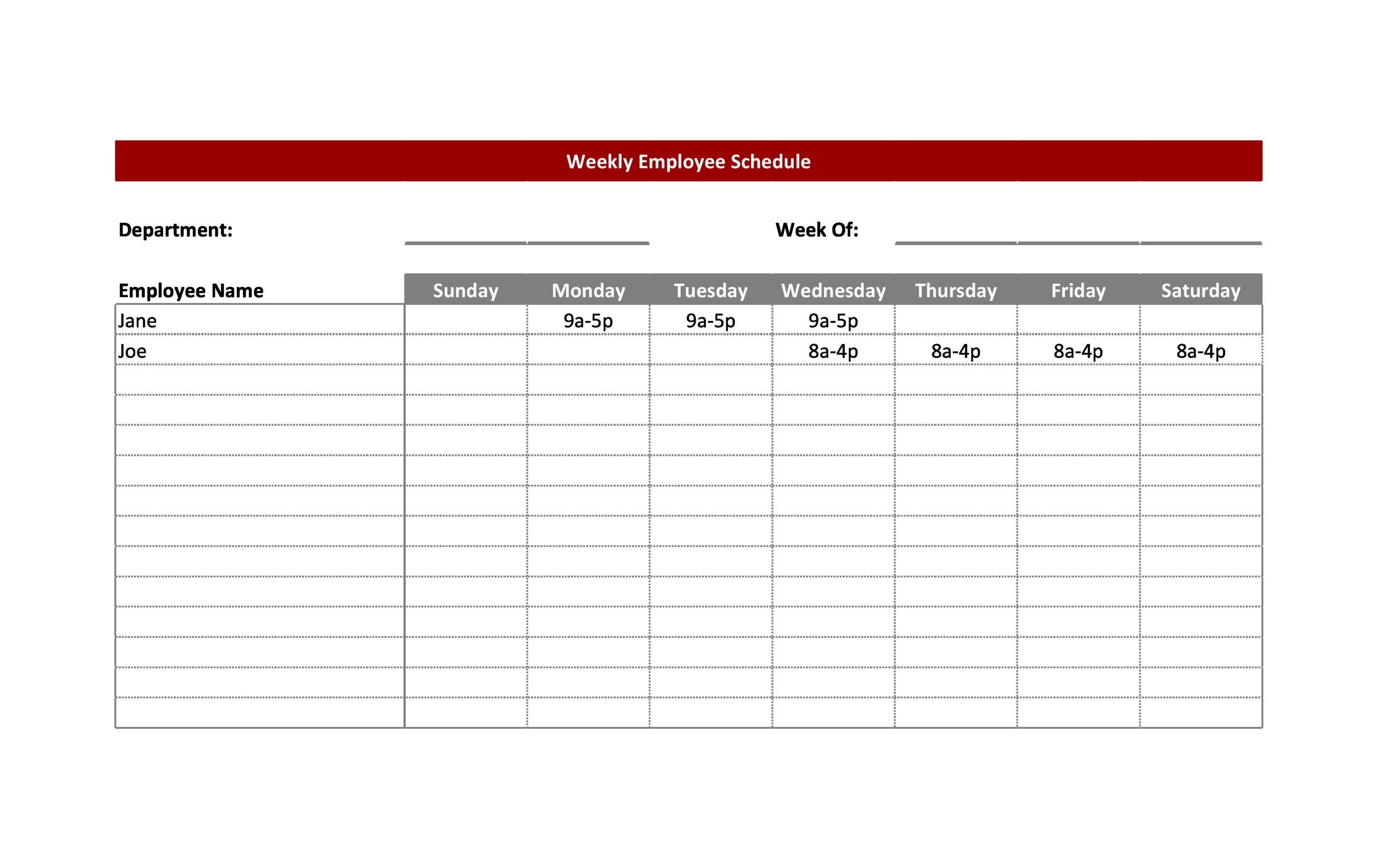 37 free employee schedule templates excel word pdf