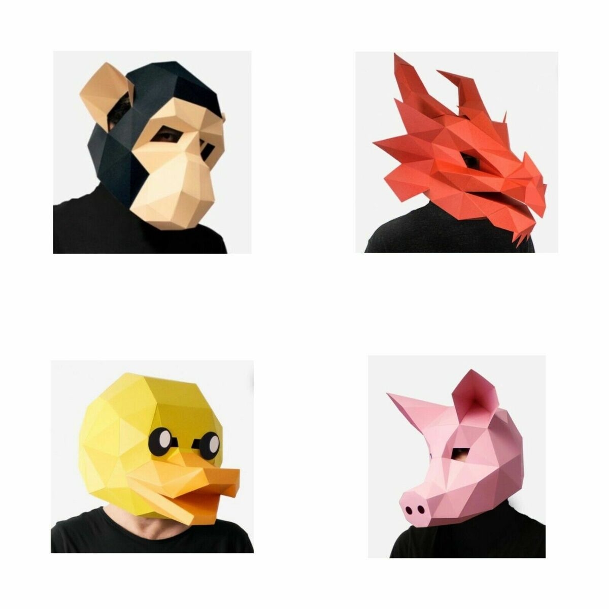 3D Papercraft Animal Mask Halloween Fancy Dress Templates PDF Sent To You EBay