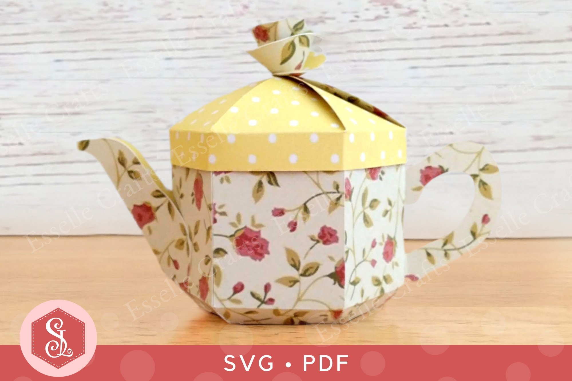 3D Teapot Favour Box SVG And PDF Templates