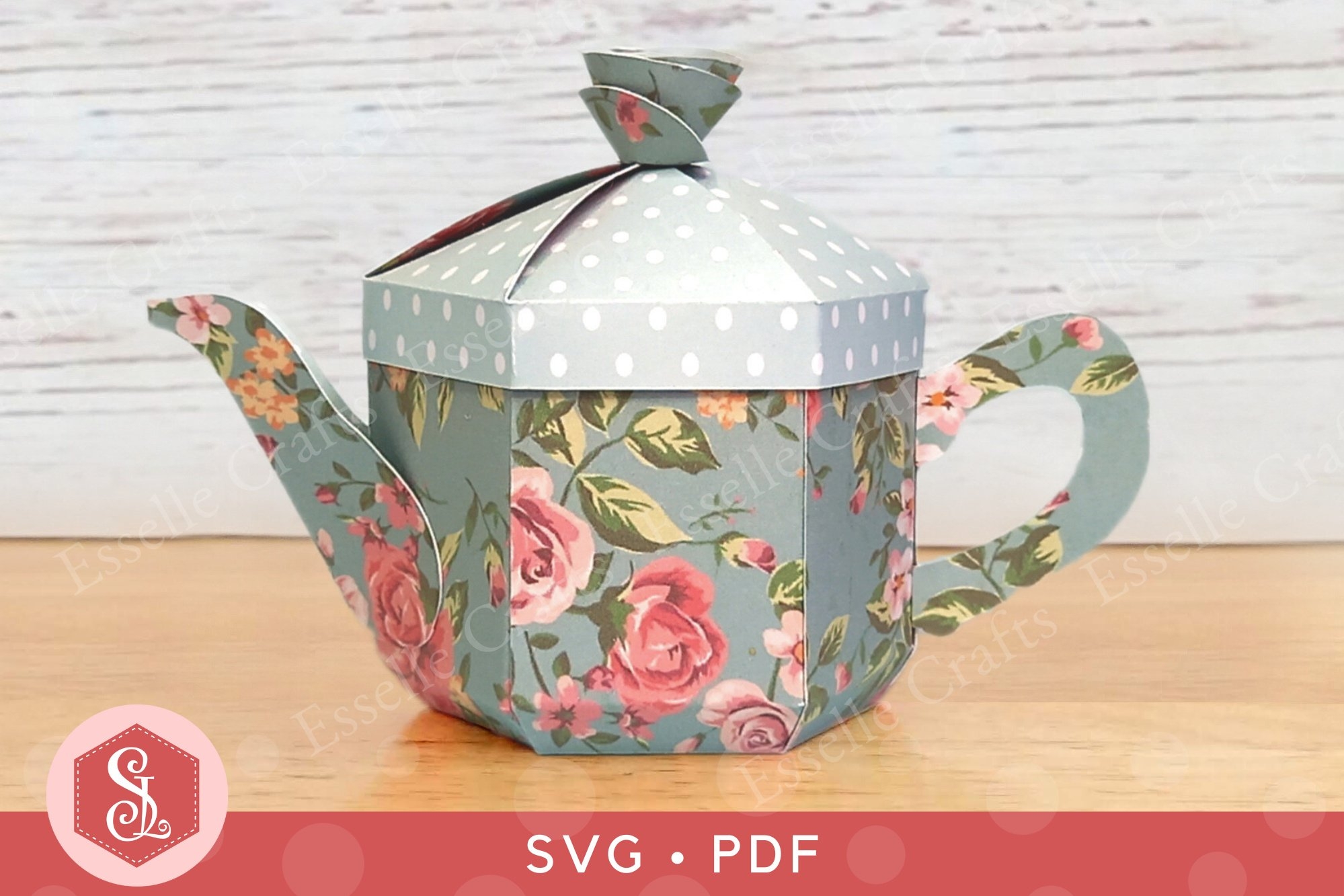3D Teapot Favour Box SVG And PDF Templates