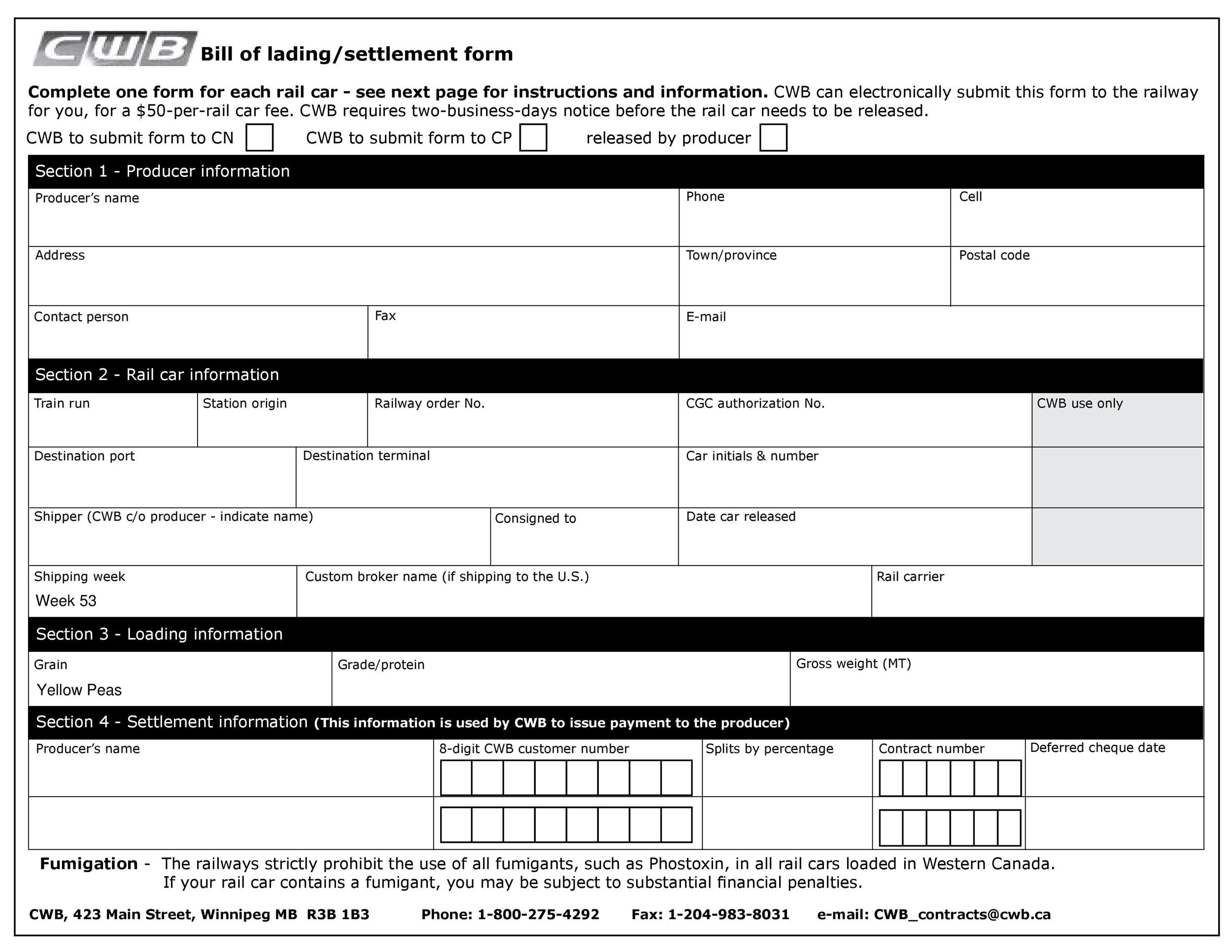 40 Free Bill Of Lading Forms U0026 Templates TemplateLab