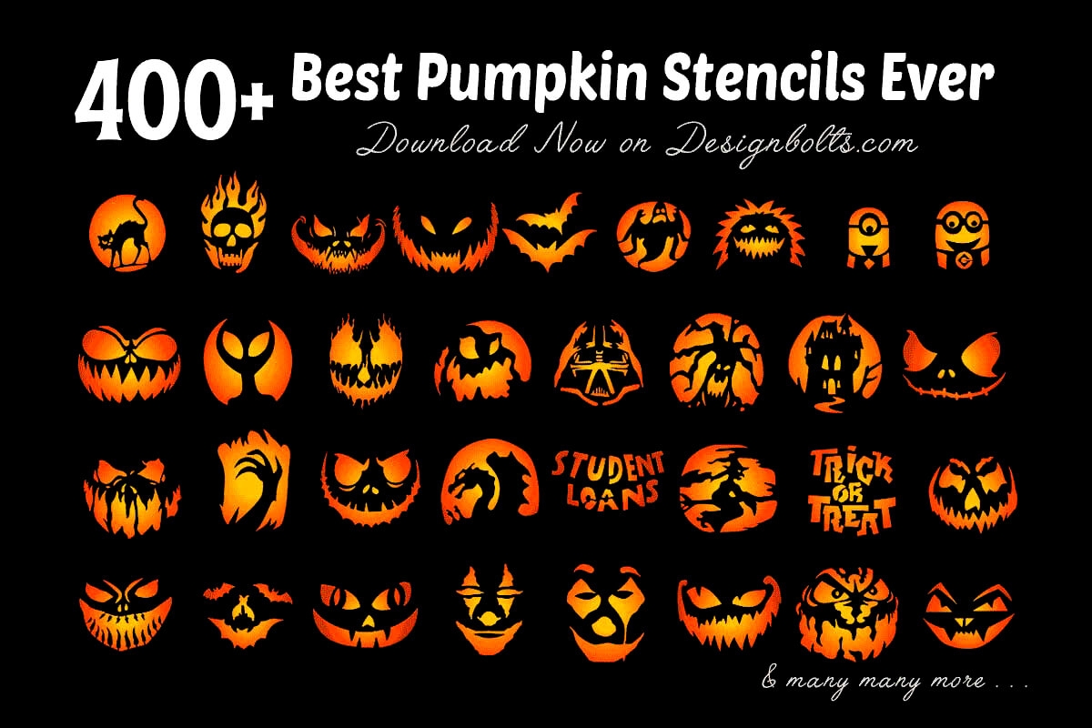400 Free Halloween Scary Pumpkin Carving Stencils 2023 U0026 8 Mockup PSD Files Good Mockups