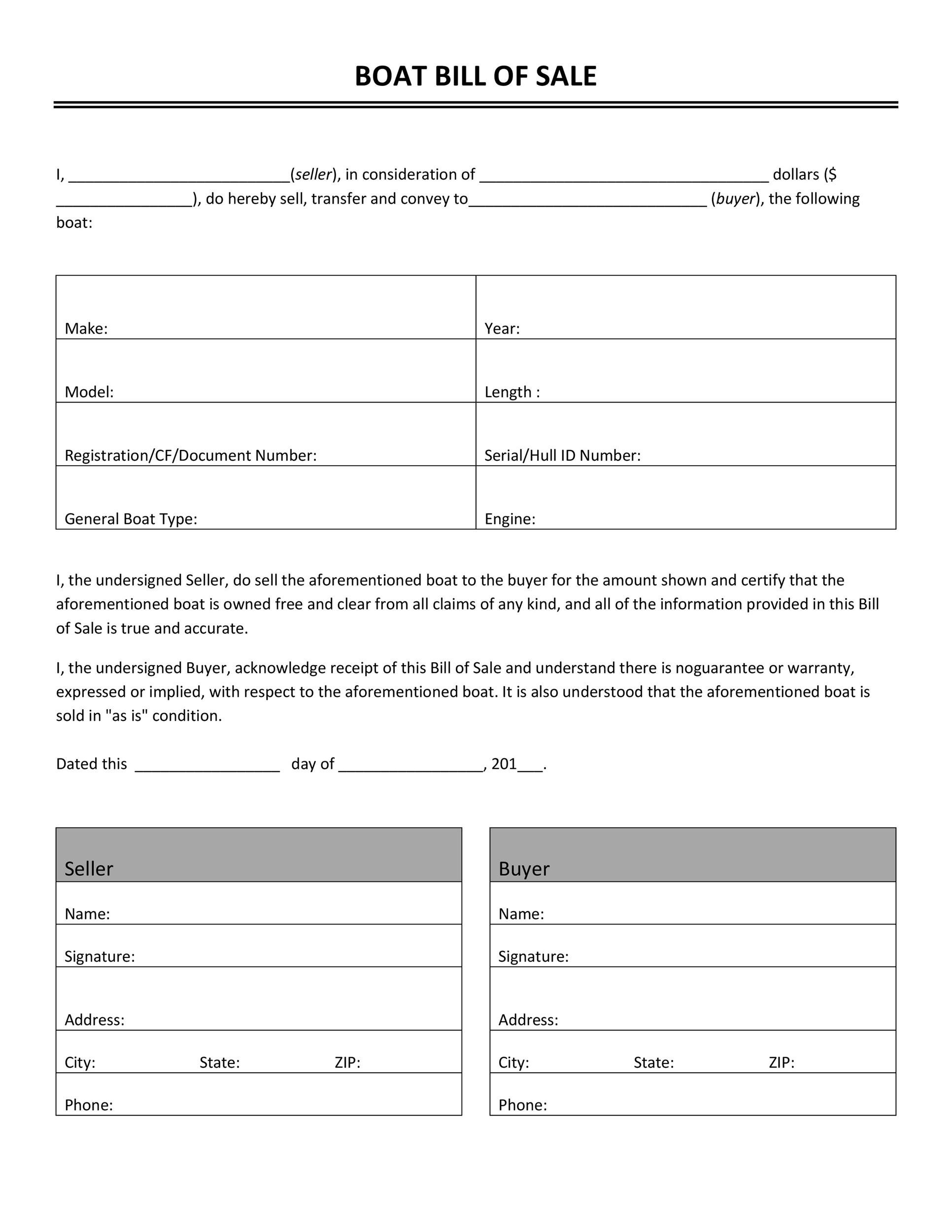 45 Printable Bill Of Sale Templates Free Word PDF 