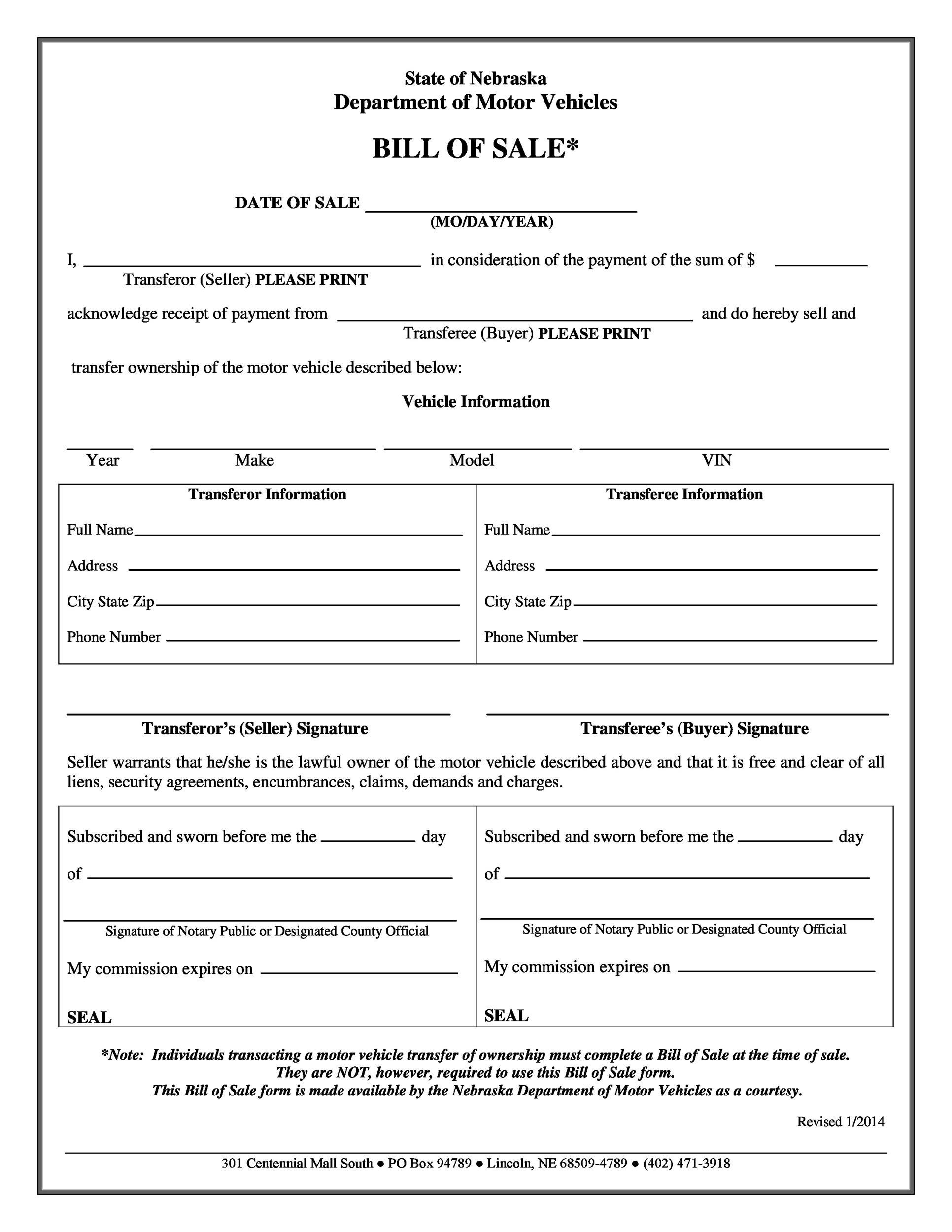 45 Printable Bill Of Sale Templates Free Word PDF 