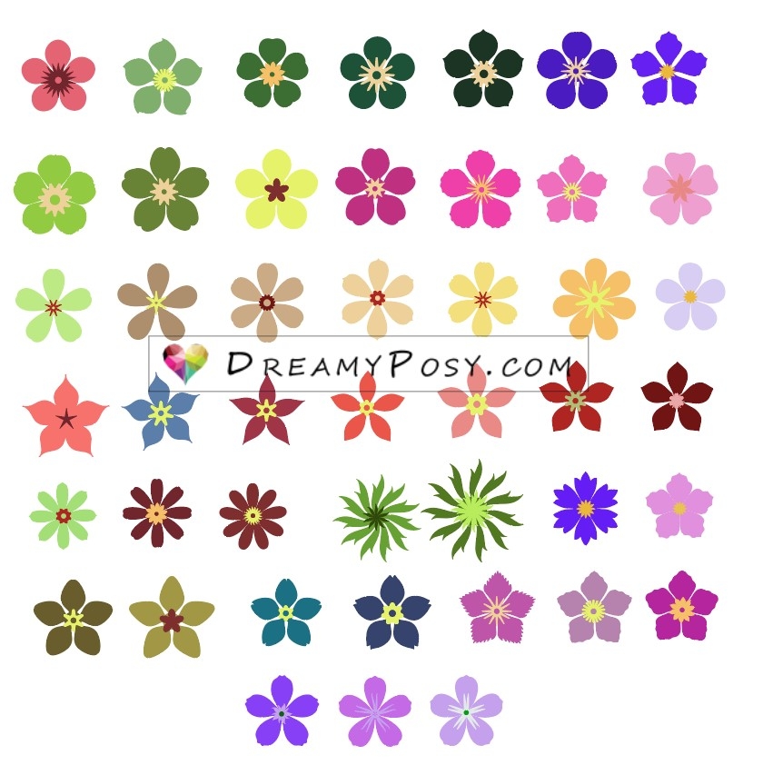 5 Petal Flower Template Svg DreamyPosy Templates