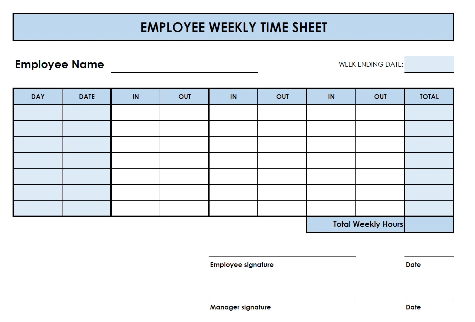 5 Printable PDF Weekly Timesheet Templates Printable Timesheet Time Card Time Tracker Work Log Timekeeping Sheet Etsy UK
