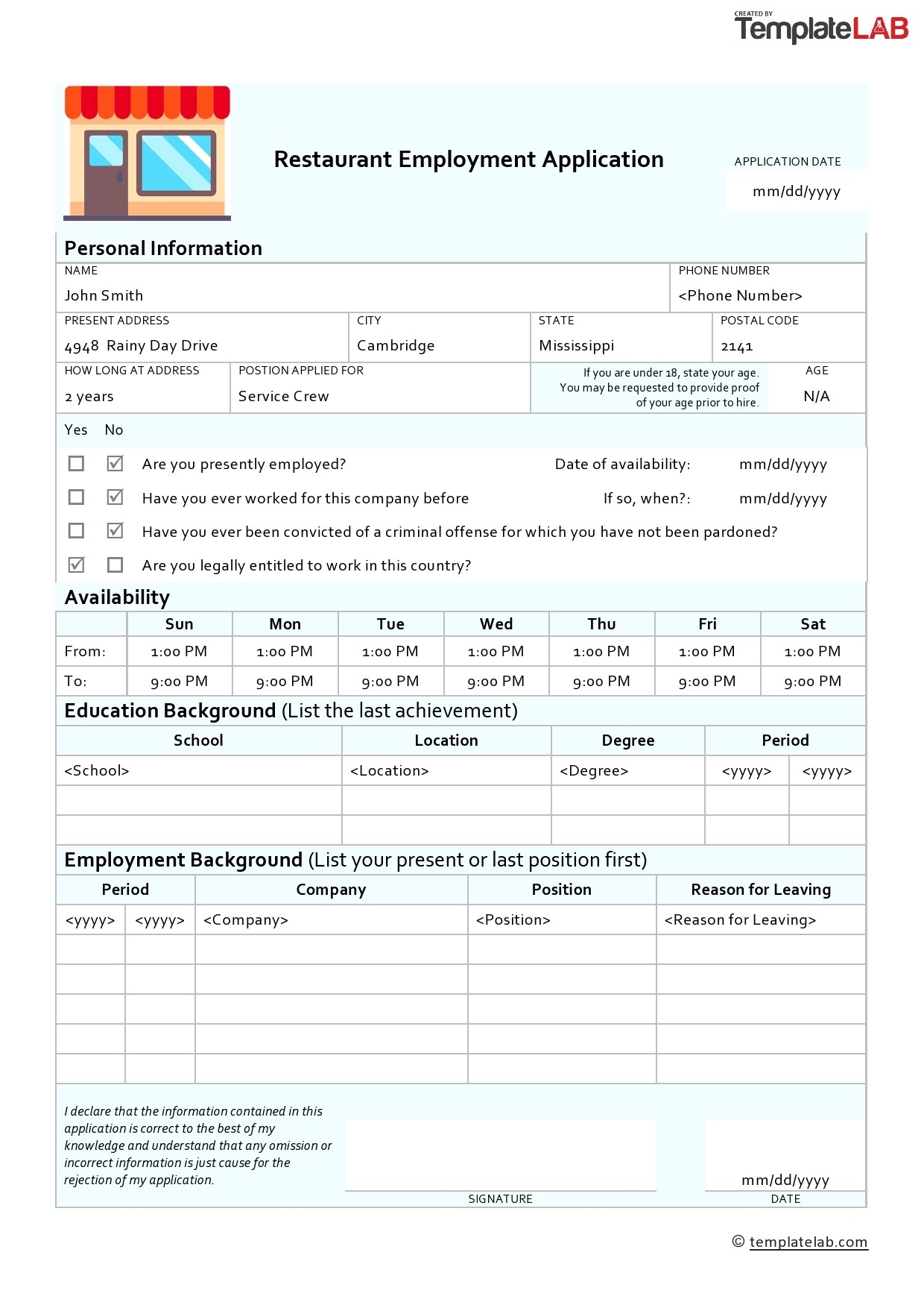 50 Free Employment Job Application Form Templates Printable TemplateLab