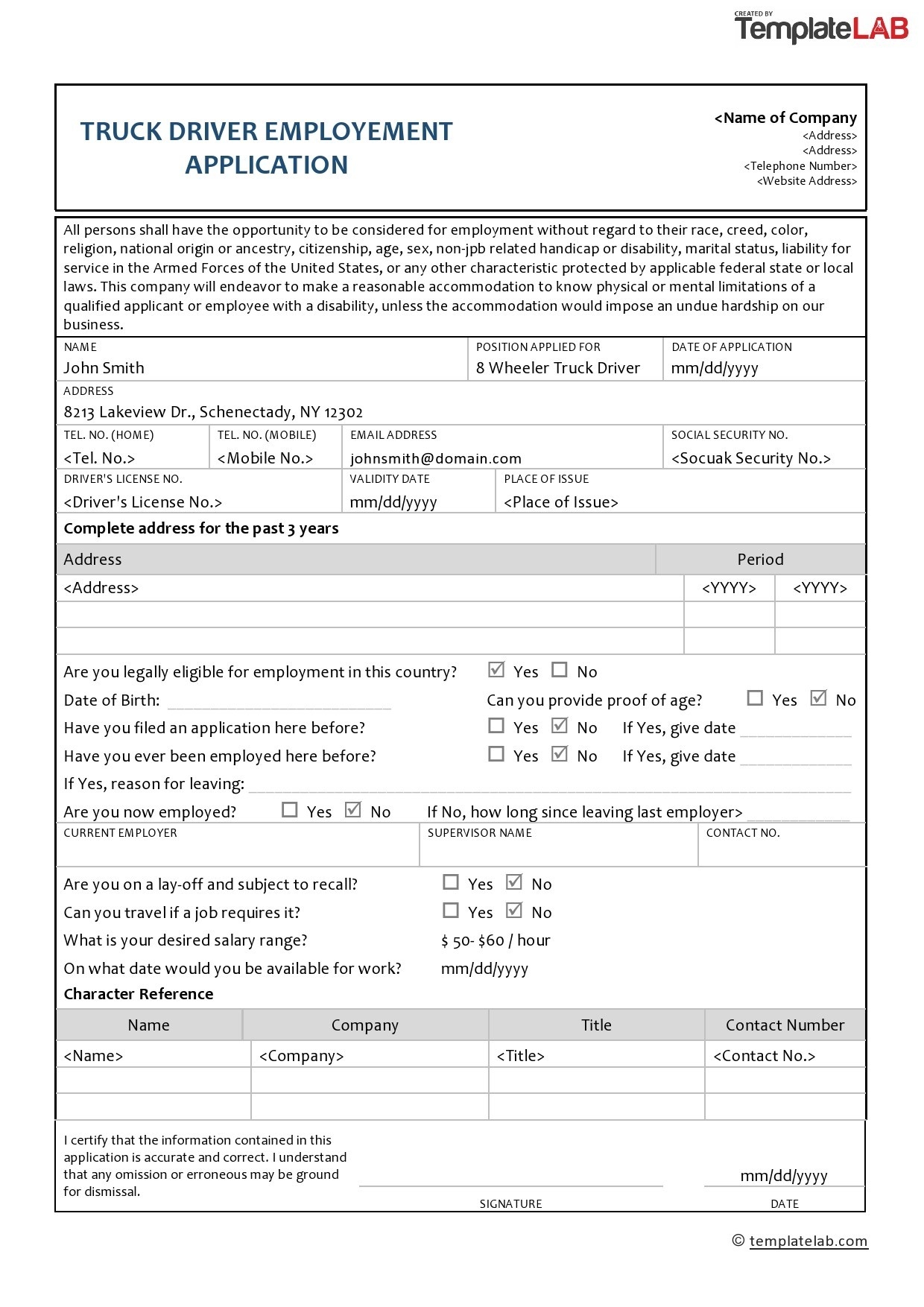 50 Free Employment Job Application Form Templates Printable TemplateLab