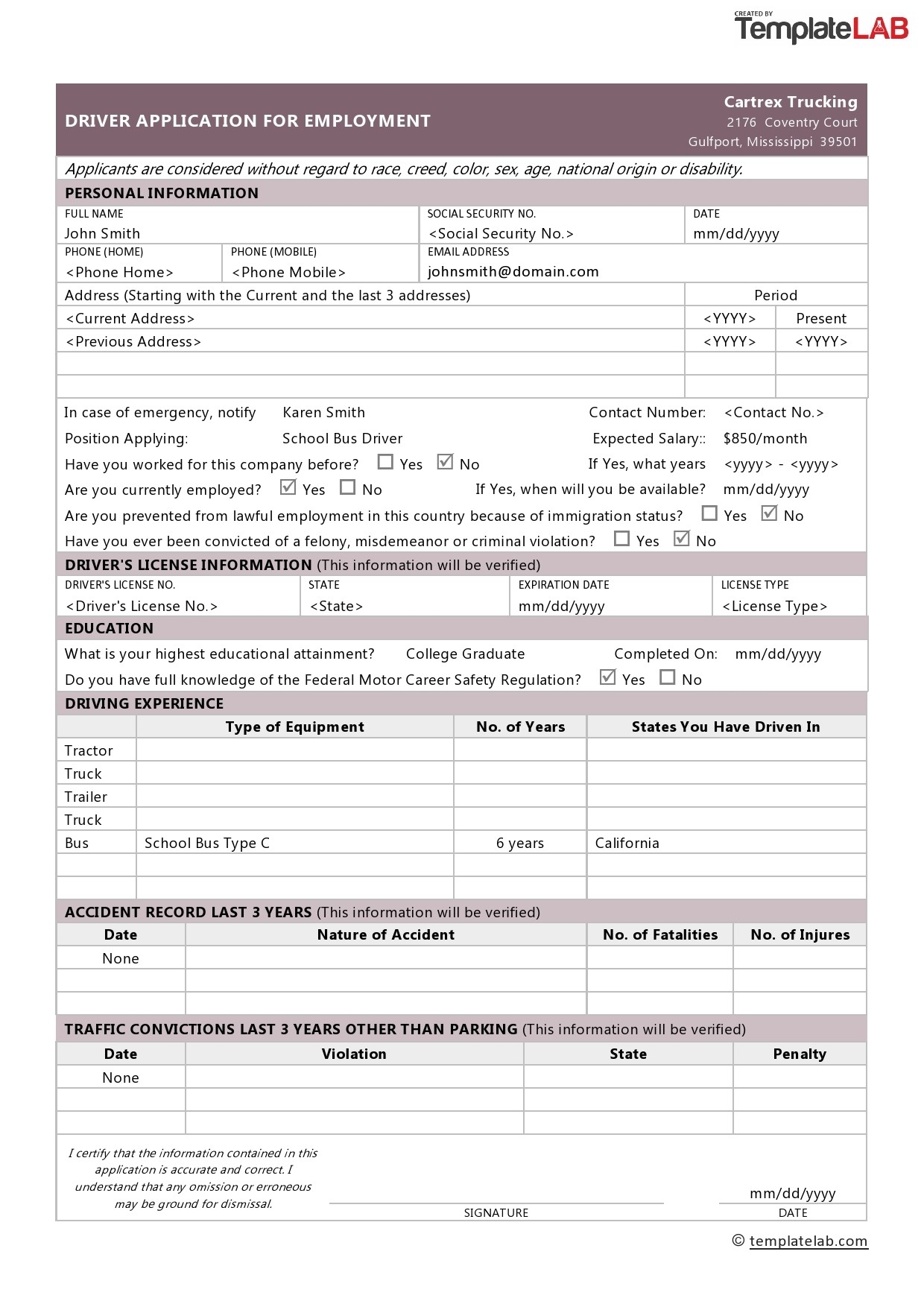 50 Free Employment Job Application Form Templates Printable TemplateLab