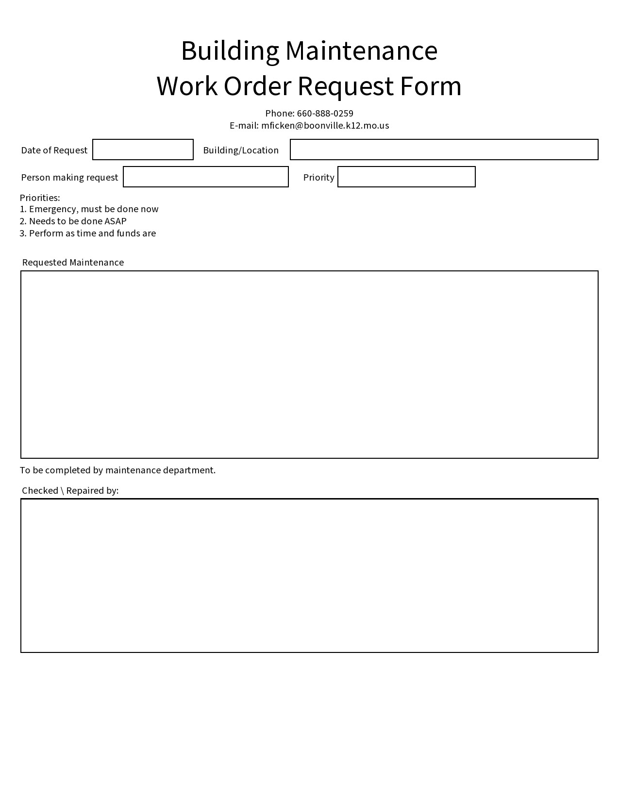 54 Maintenance Request Form Templates Free TemplateLab
