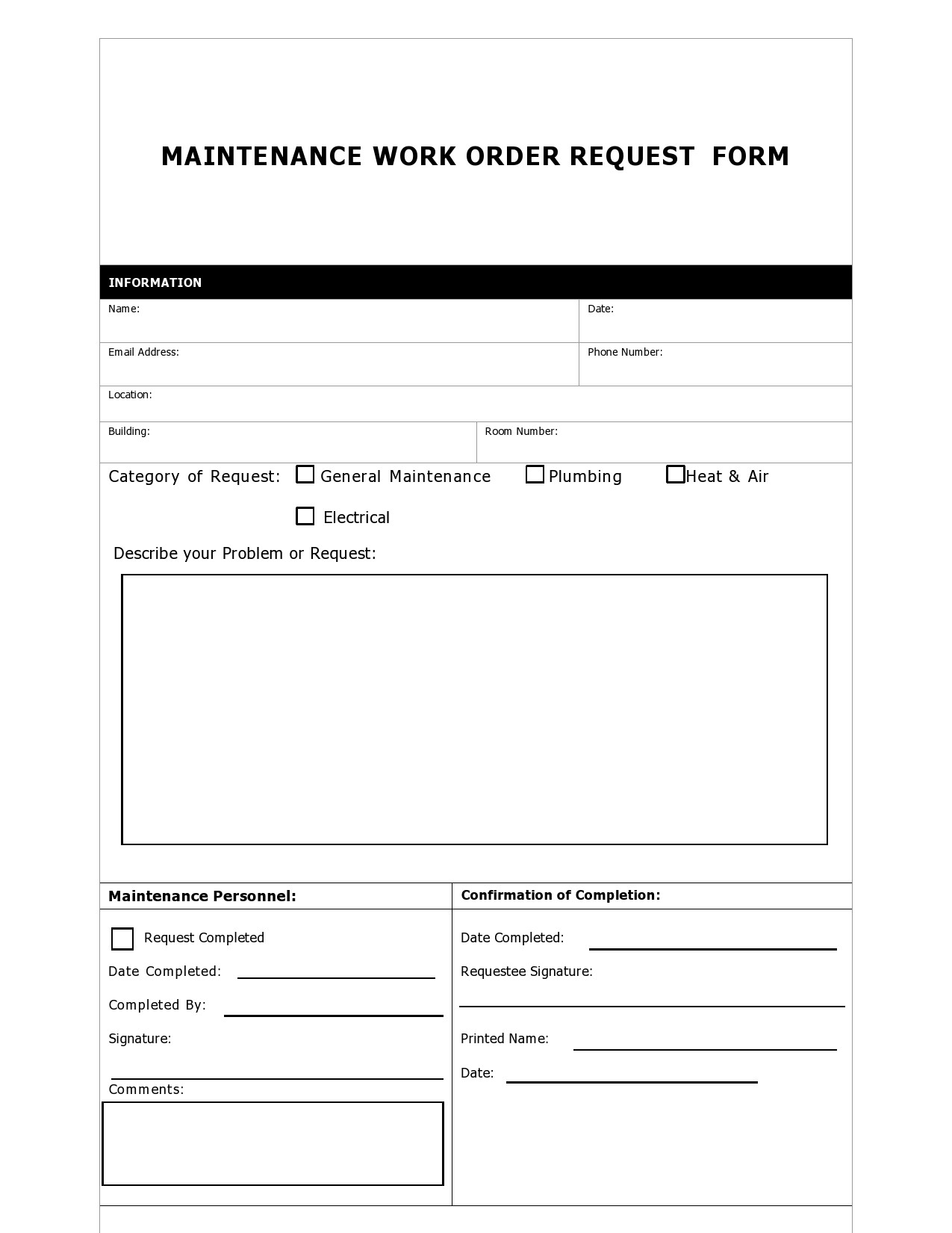 54 Maintenance Request Form Templates Free TemplateLab