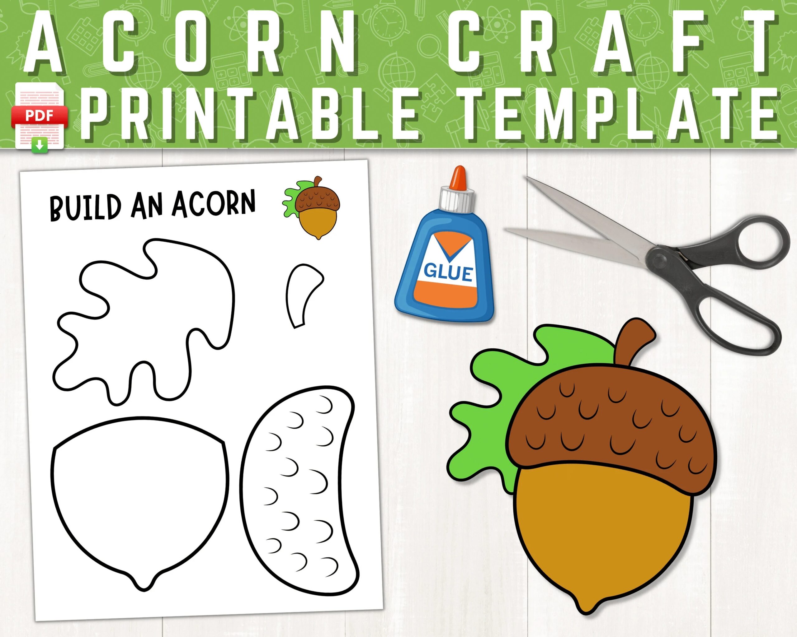 Acorn Printable Craft Acorn Craft Template For Kids Fall 