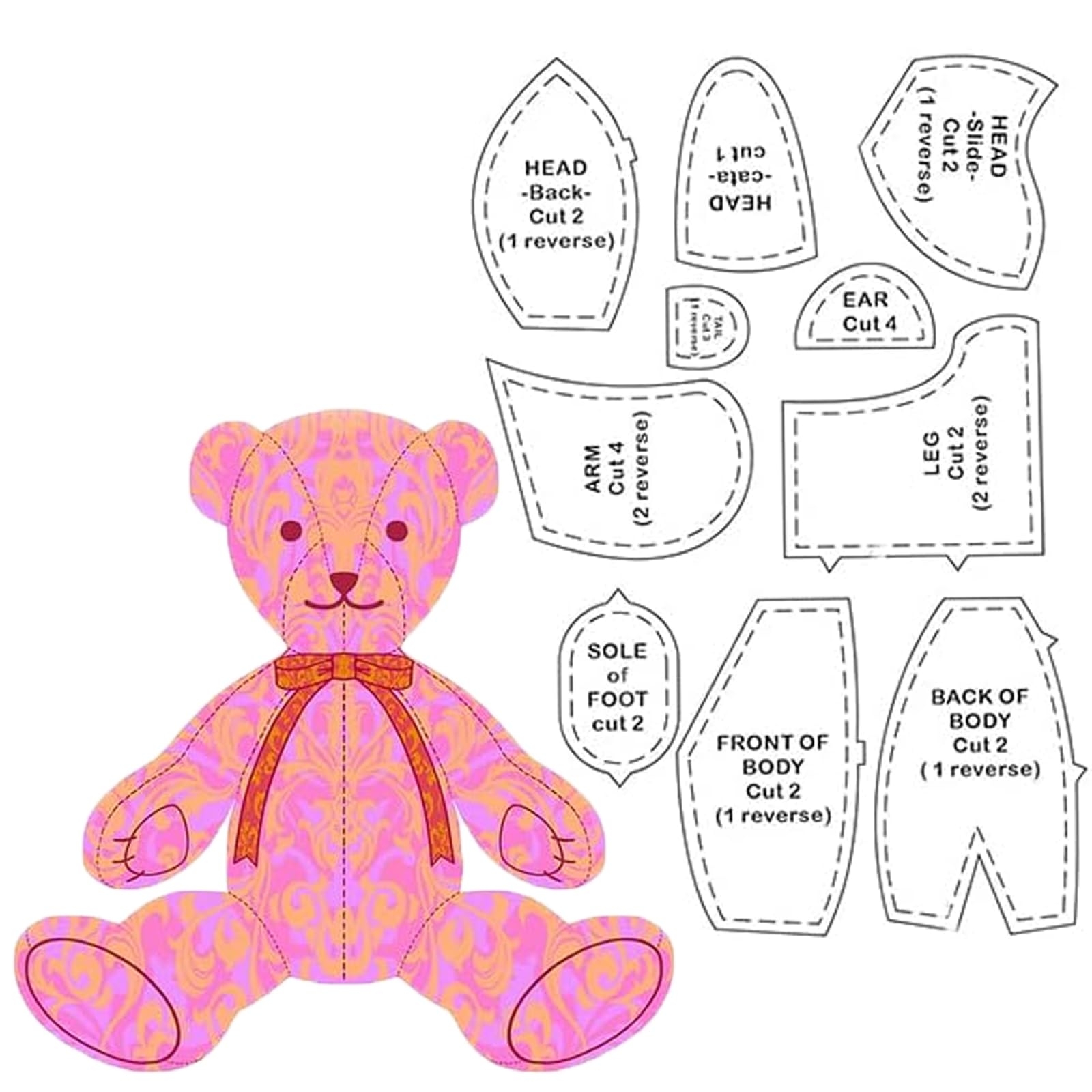 Amazon Memory Bear Template Ruler Set With Instructions Memory Bear Sewing Patterns Template Acrylic Template Quilting Cutting Set For Sewing Bear Pattern Template Home Sewing Art Craft 10 PCS B 15inch 