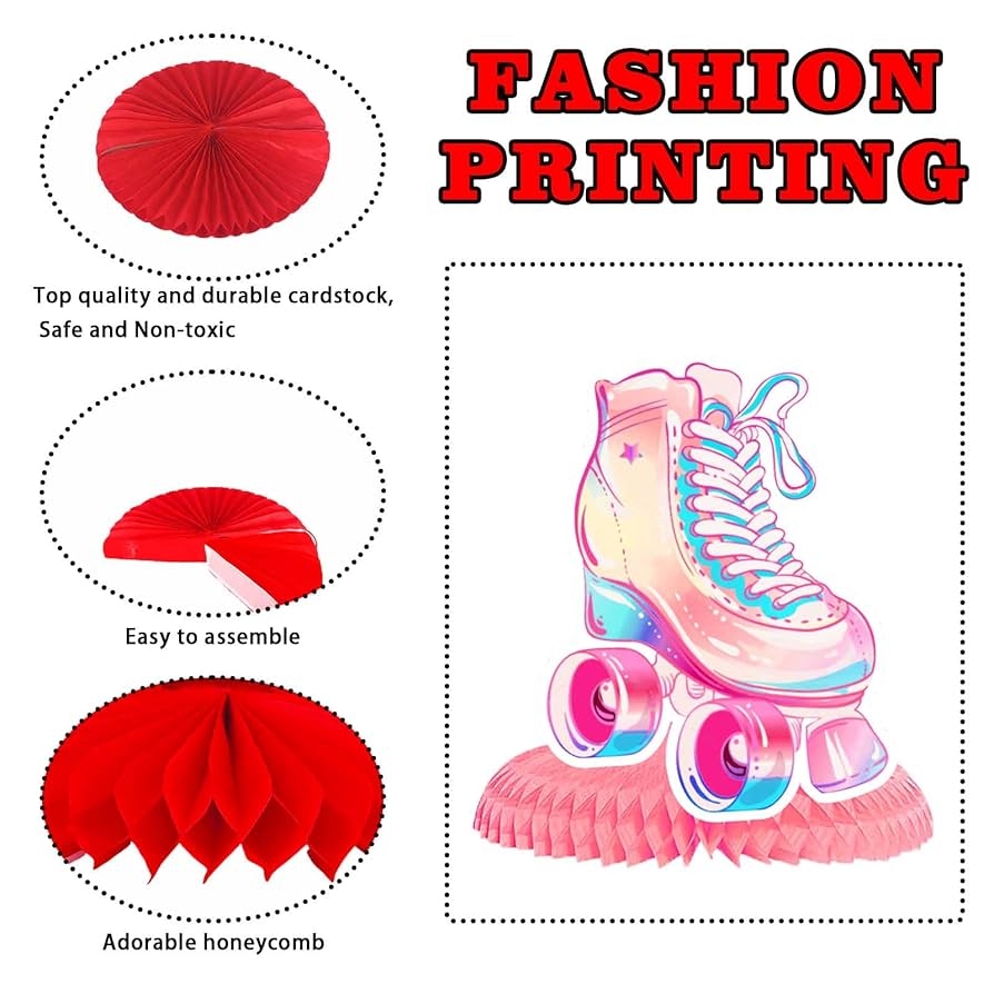 Amazon Roller Skates Honeycomb Centerpieces Retro Hip Hop Roller Skating Theme Decor Decorations For Girls Teens Skates Birthday Party Baby Shower Neon Rainbow Glow Party Roller Skating Party Supplies Gift Toys