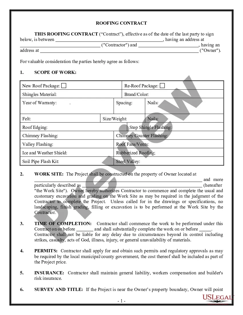 Arkansas Roofing Contract For Contractor US Legal Forms