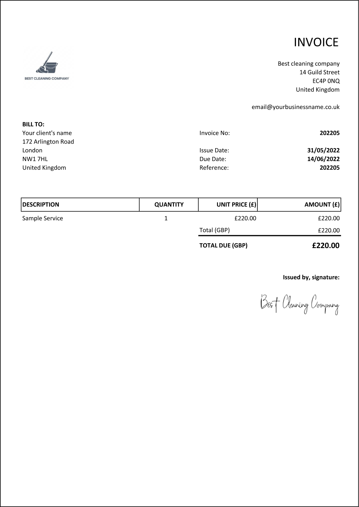 Basic Invoice Template Simple And Free Download Billdu