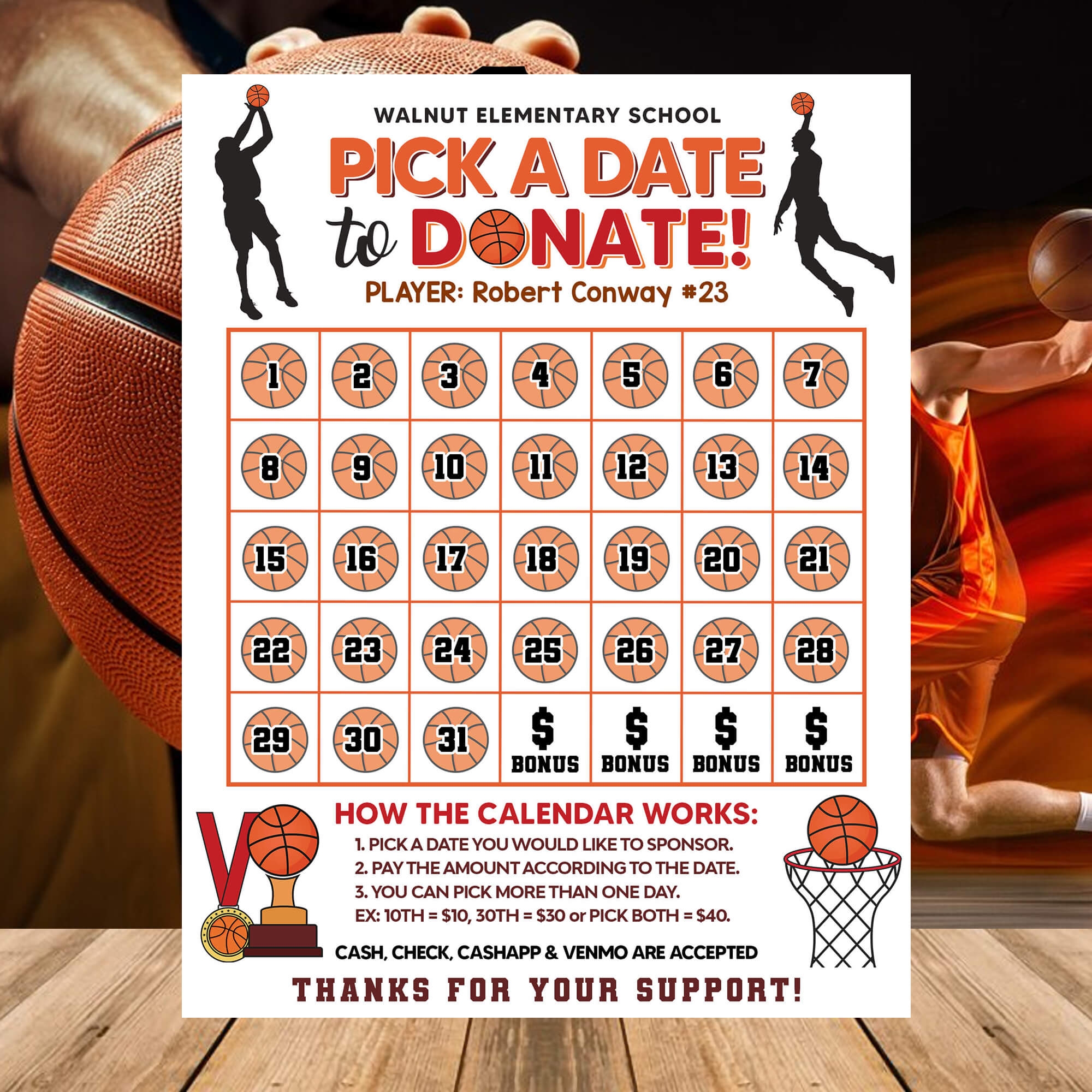 Printable Calendar Fundraiser Template