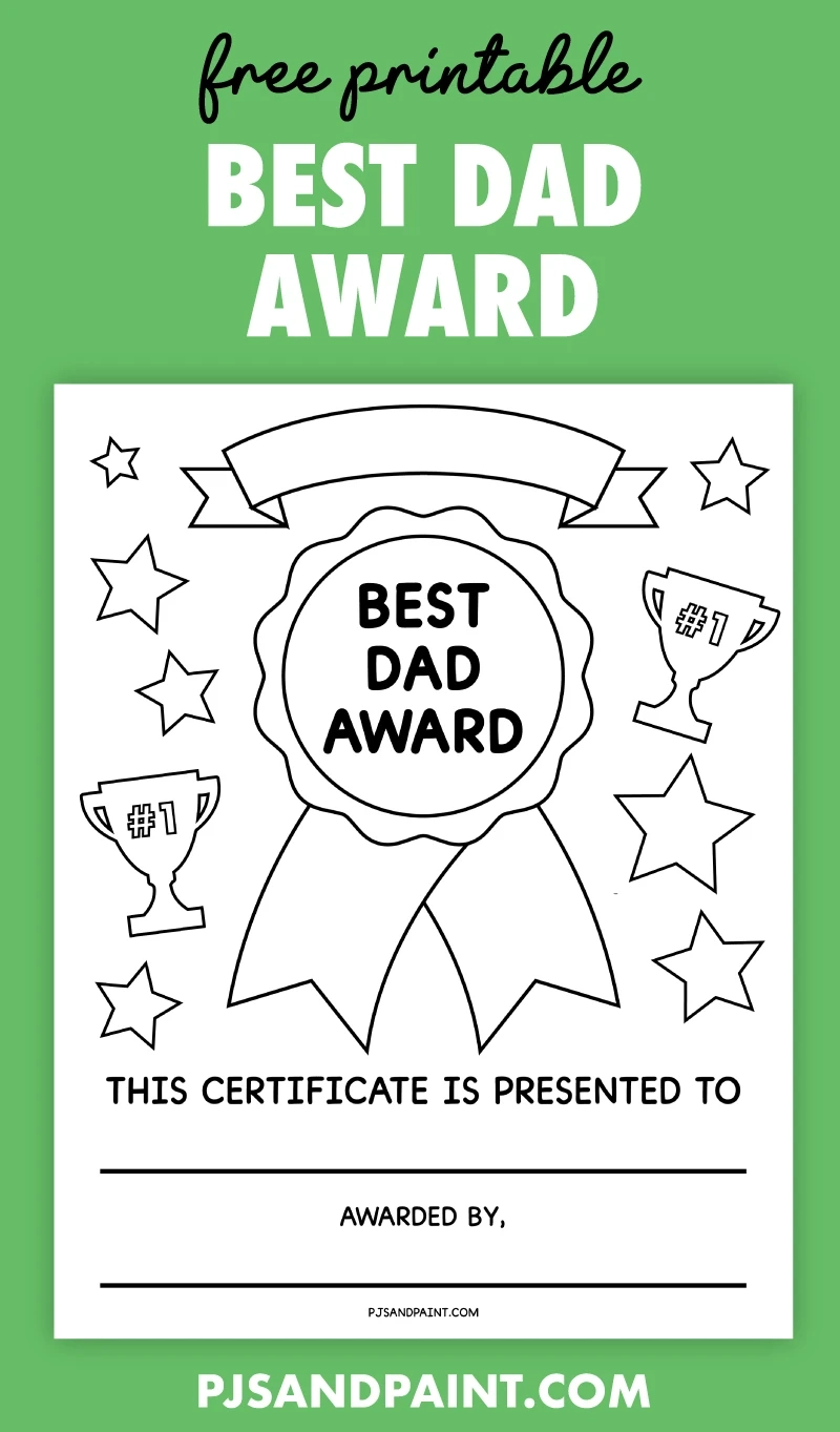 Best Dad Award Free Printable Certificate Pjs And Paint