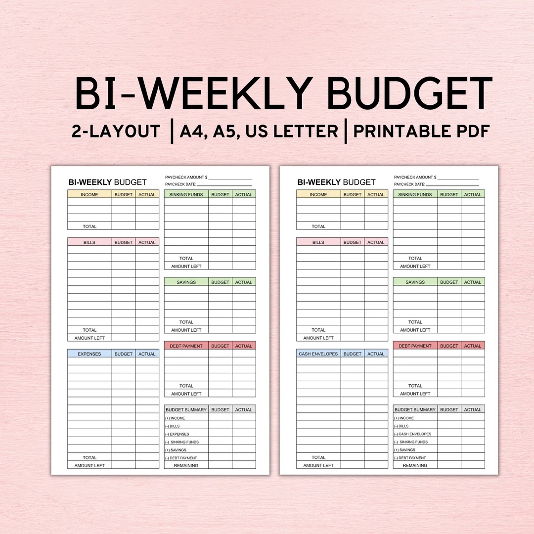 Bi Weekly Budget Planner Template Paycheck Budget Printable Budget Template A4 A5 Letter PDF Etsy