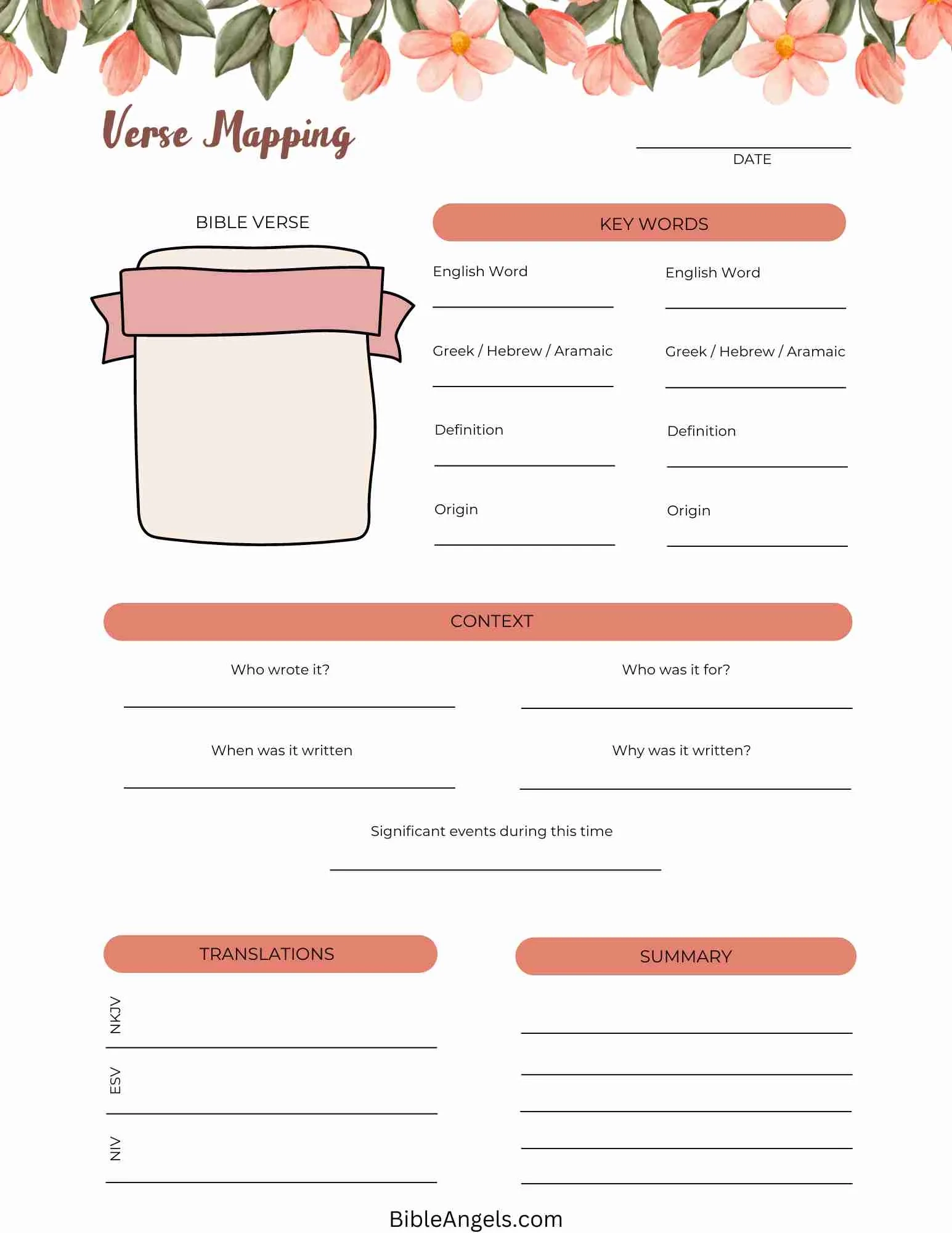 Free Printable Verse Mapping Template