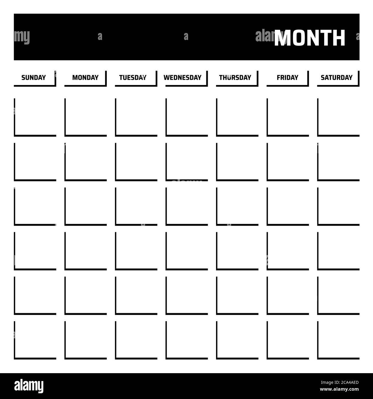 Black And White Blank Calendar Template With Place For Dates And Month Stock Vector Image Art Alamy
