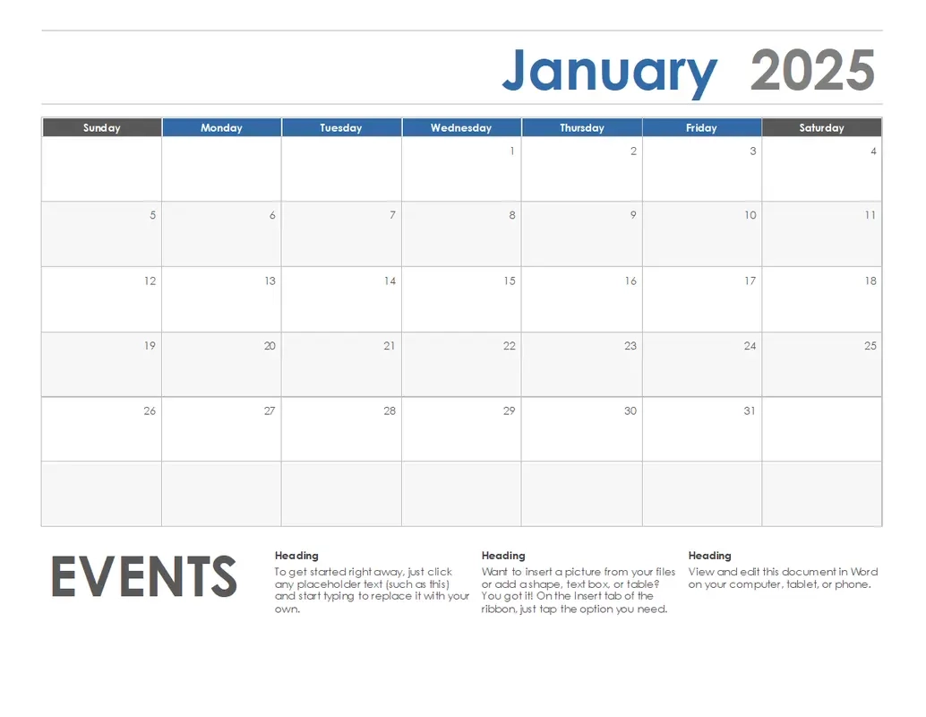 Blank Calendar Templates Microsoft Create