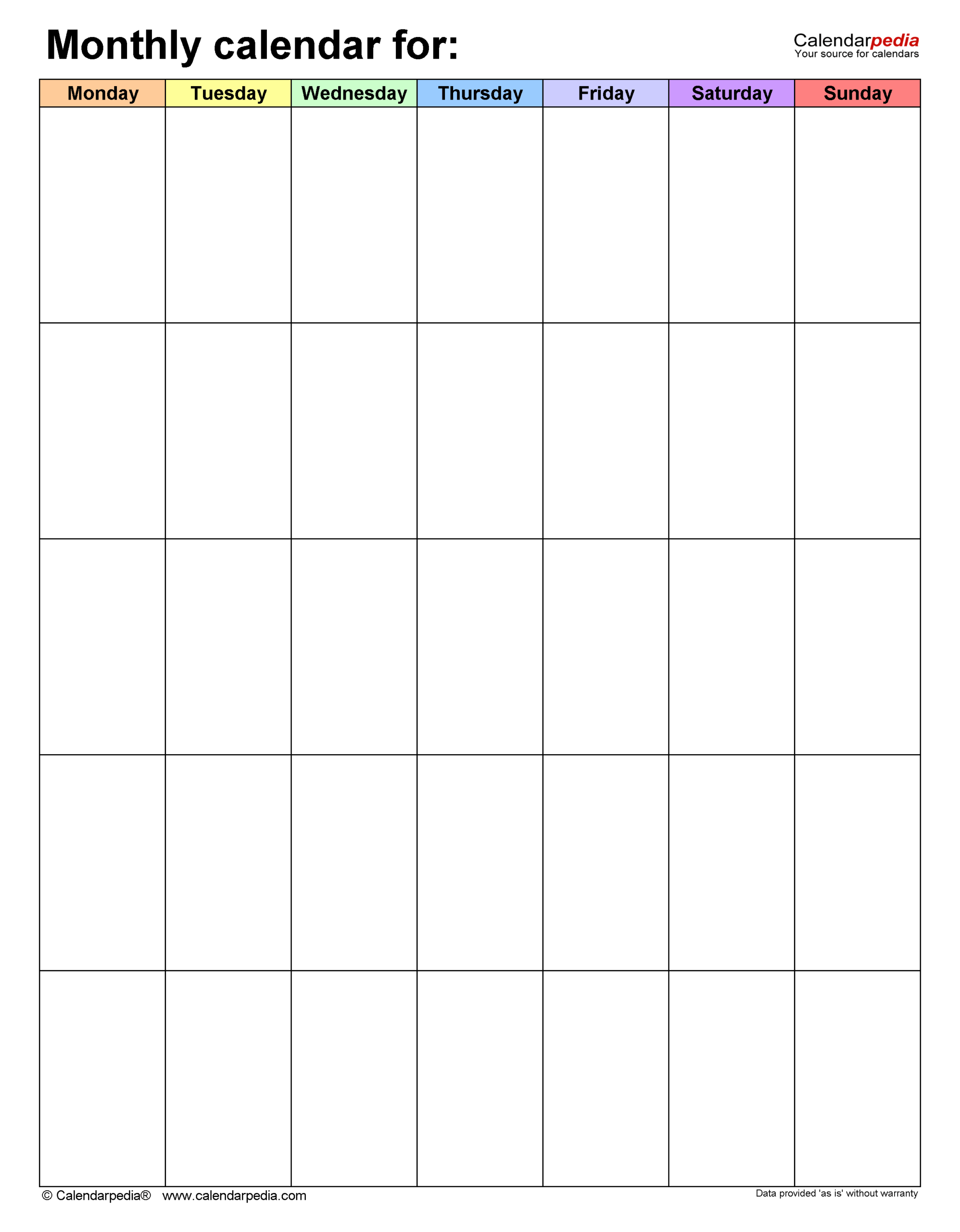 Blank Monthly Calendars In PDF Format 22 Templates