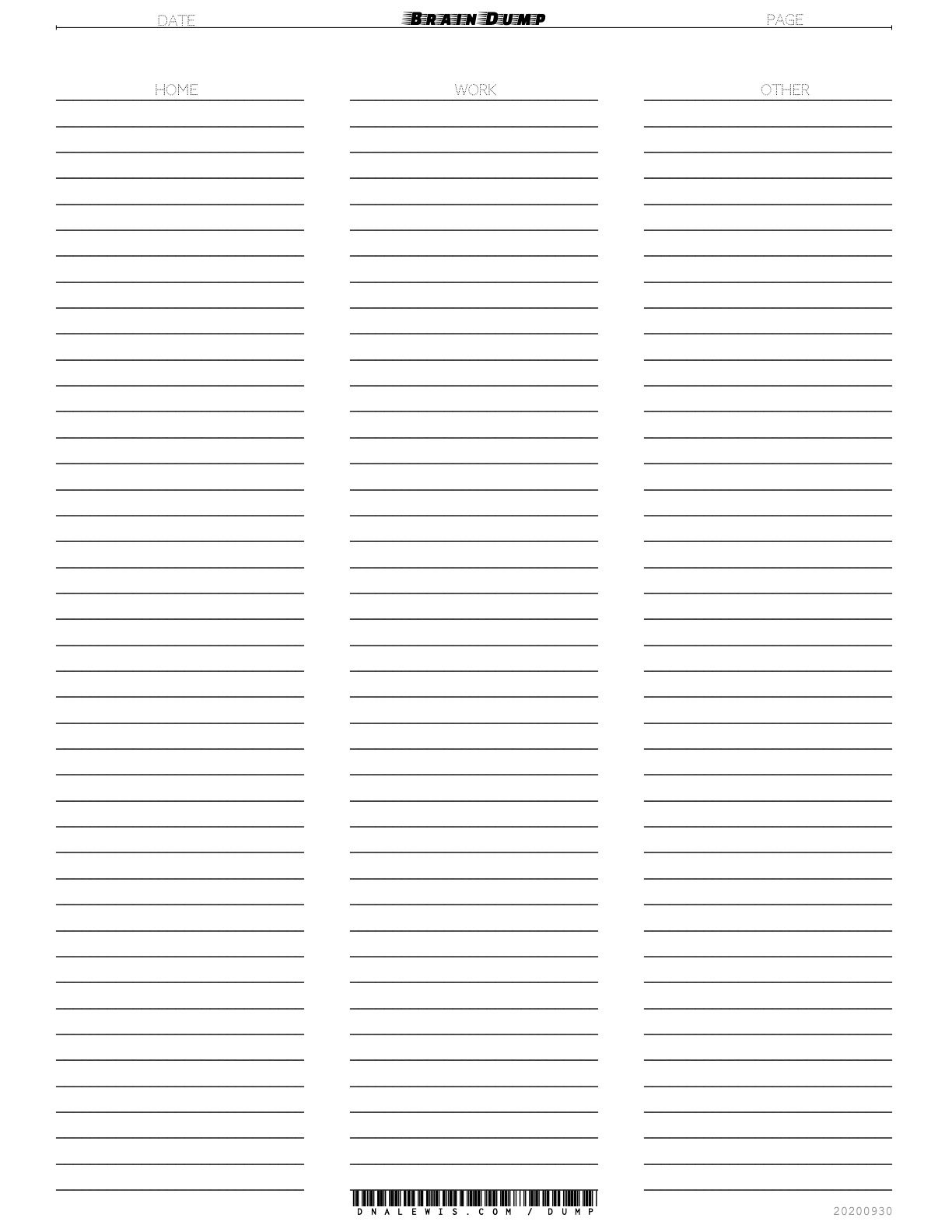 Brain Dump Printable 