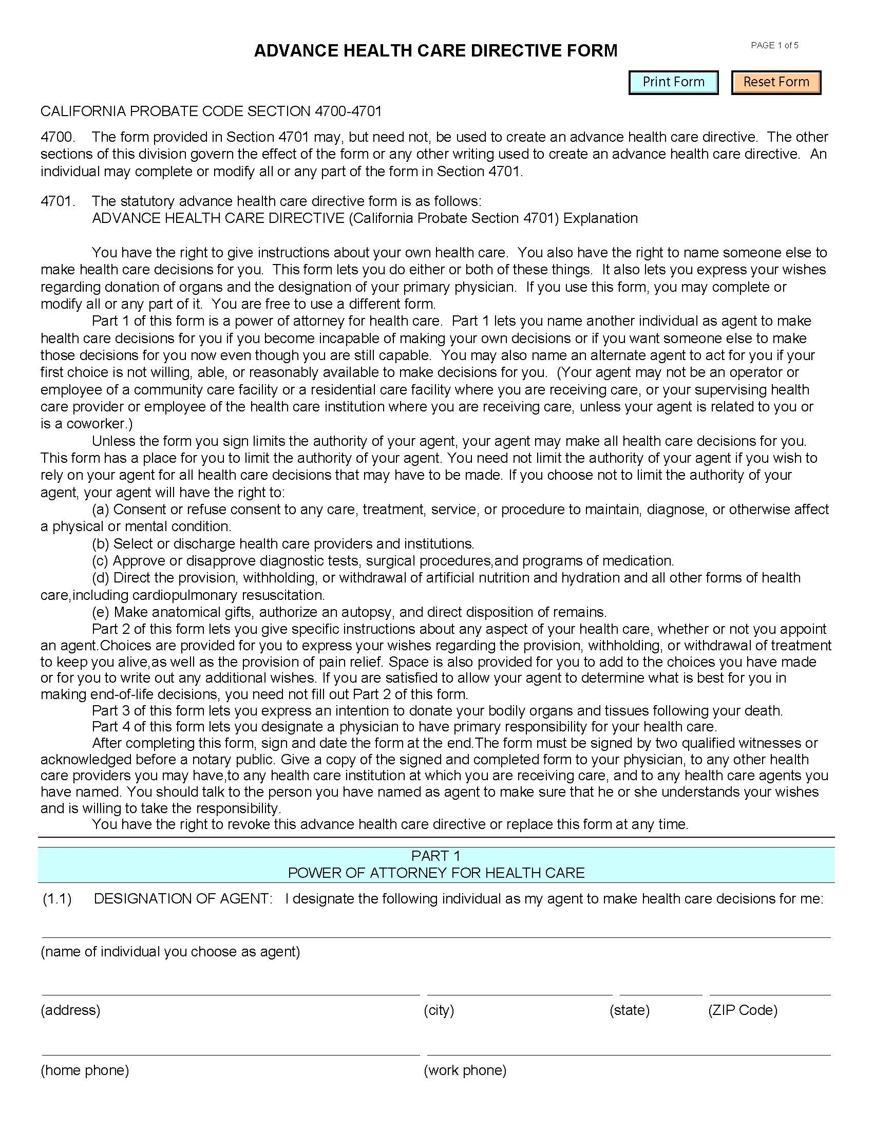 Printable California Last Will And Testament Free Template
