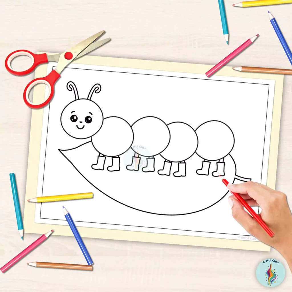 Caterpillar Outline Set Printable Black And White Templates