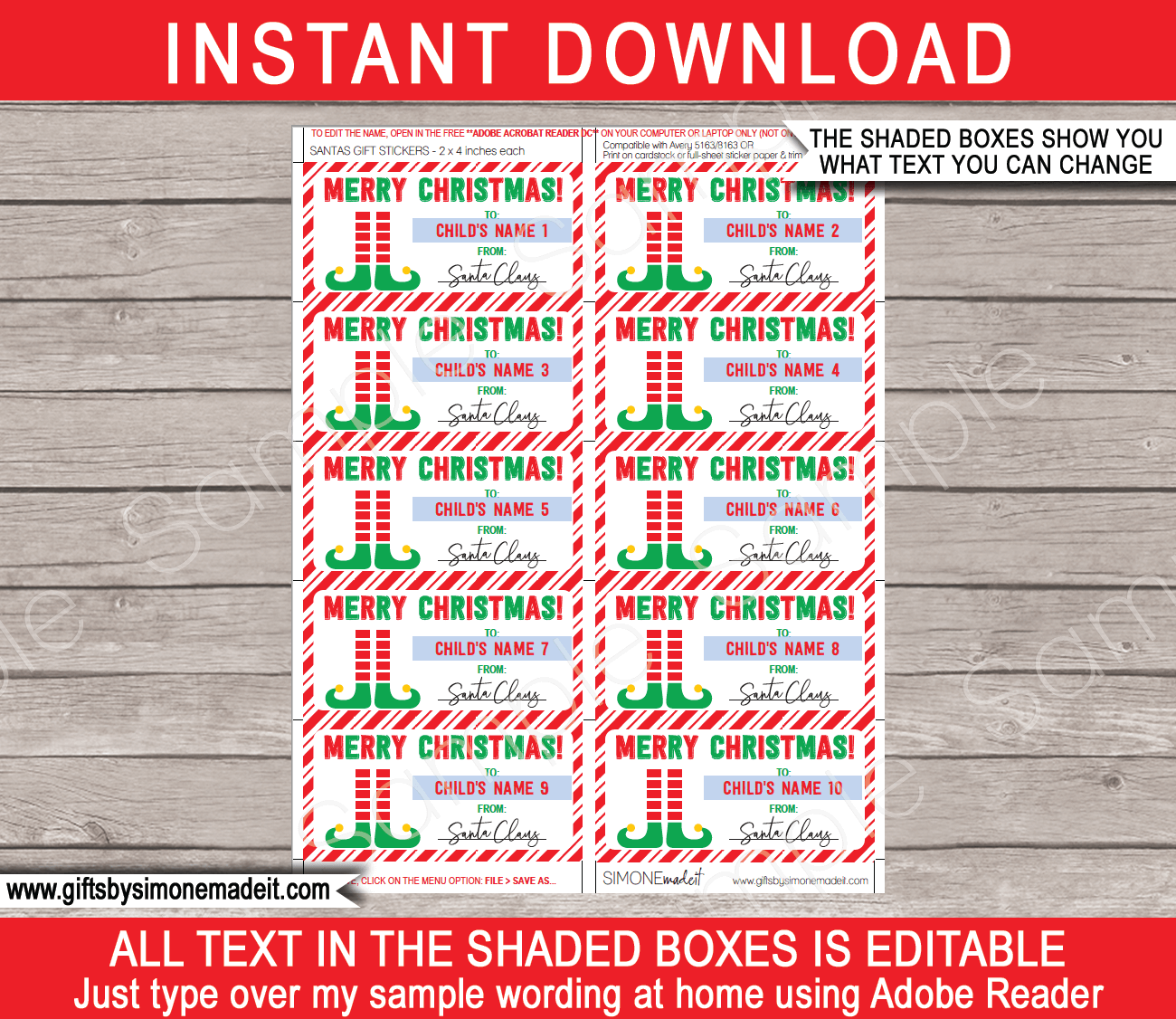 Christmas Gift Tags Template Printable Gift Labels From Santa Claus