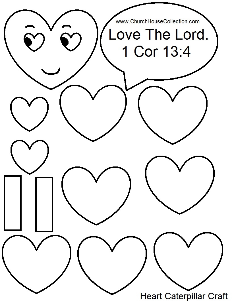 Church House Collection Blog Heart Caterpillar Valentine s Day Craft For Sunday School Kids Love The Lord 1 Cor 13 4 Free Printable Template