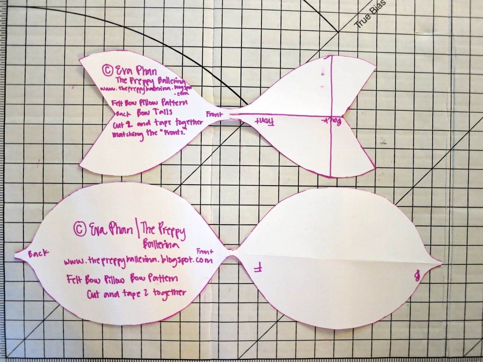 Craft Preppy Felt Bow Pillow Case Cover DIY Tutorial Pattern Eva Darling