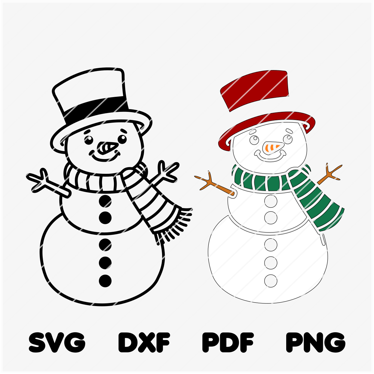 Cutting File Snowman With Scarf U0026 Hat