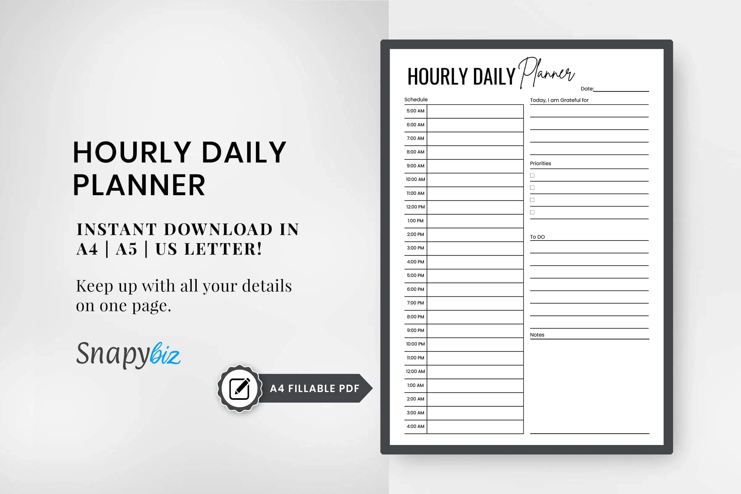 Free Printable Hourly Planner Template