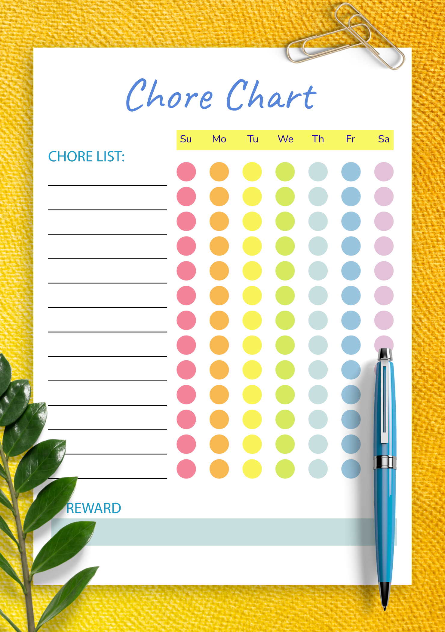 Free Printable Chore Chart Templates