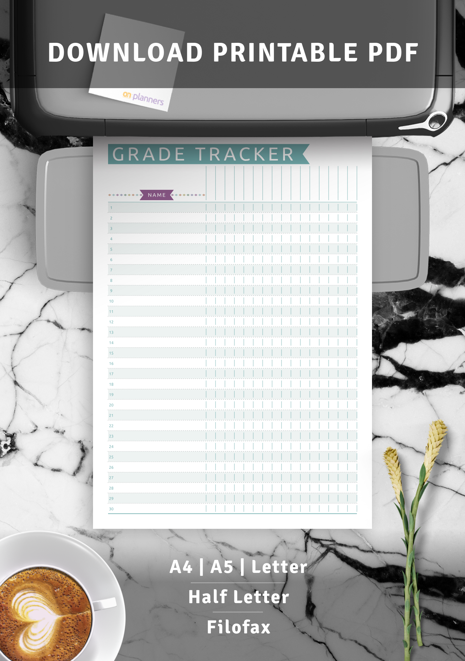 Printable Gradebook Template