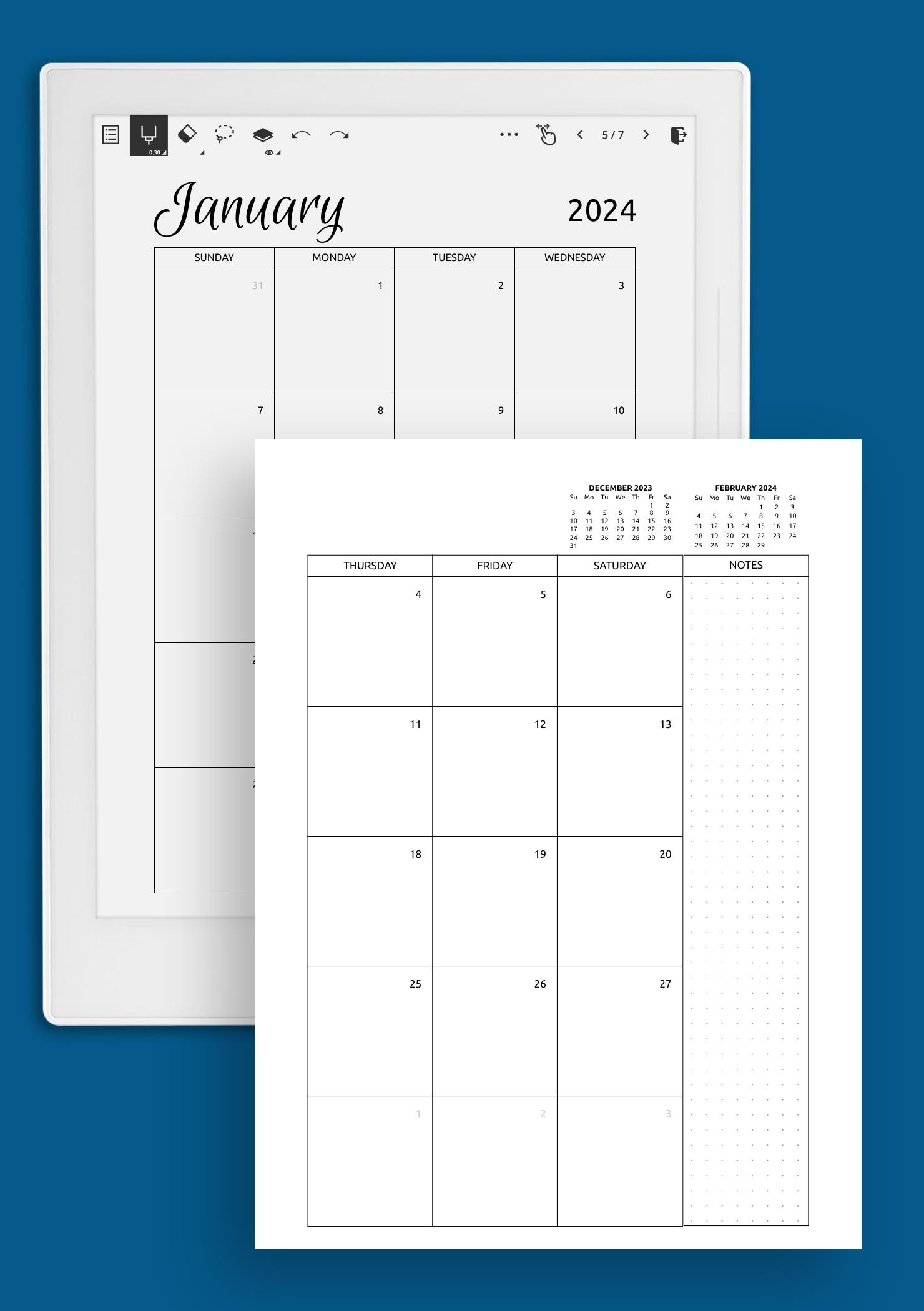 Download Printable Monthly Calendar Template PDF