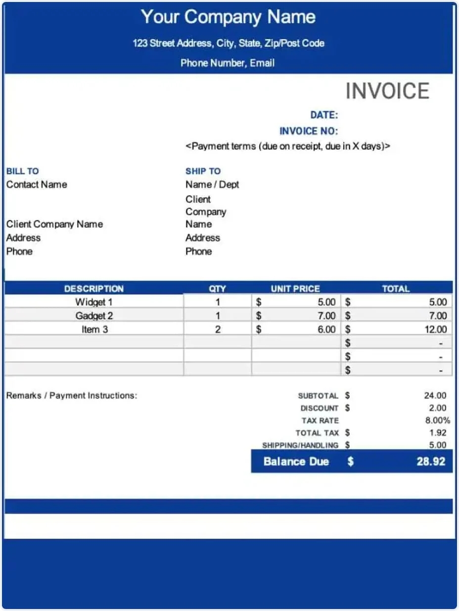 Printable Simple Invoice Template