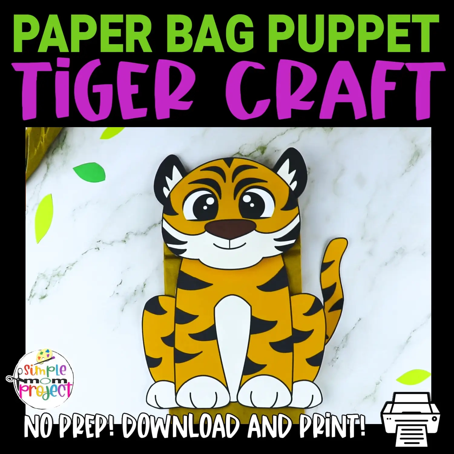 Easy And Fun Tiger Paper Bag Puppet Craft Printable Template Simple Mom Project Store