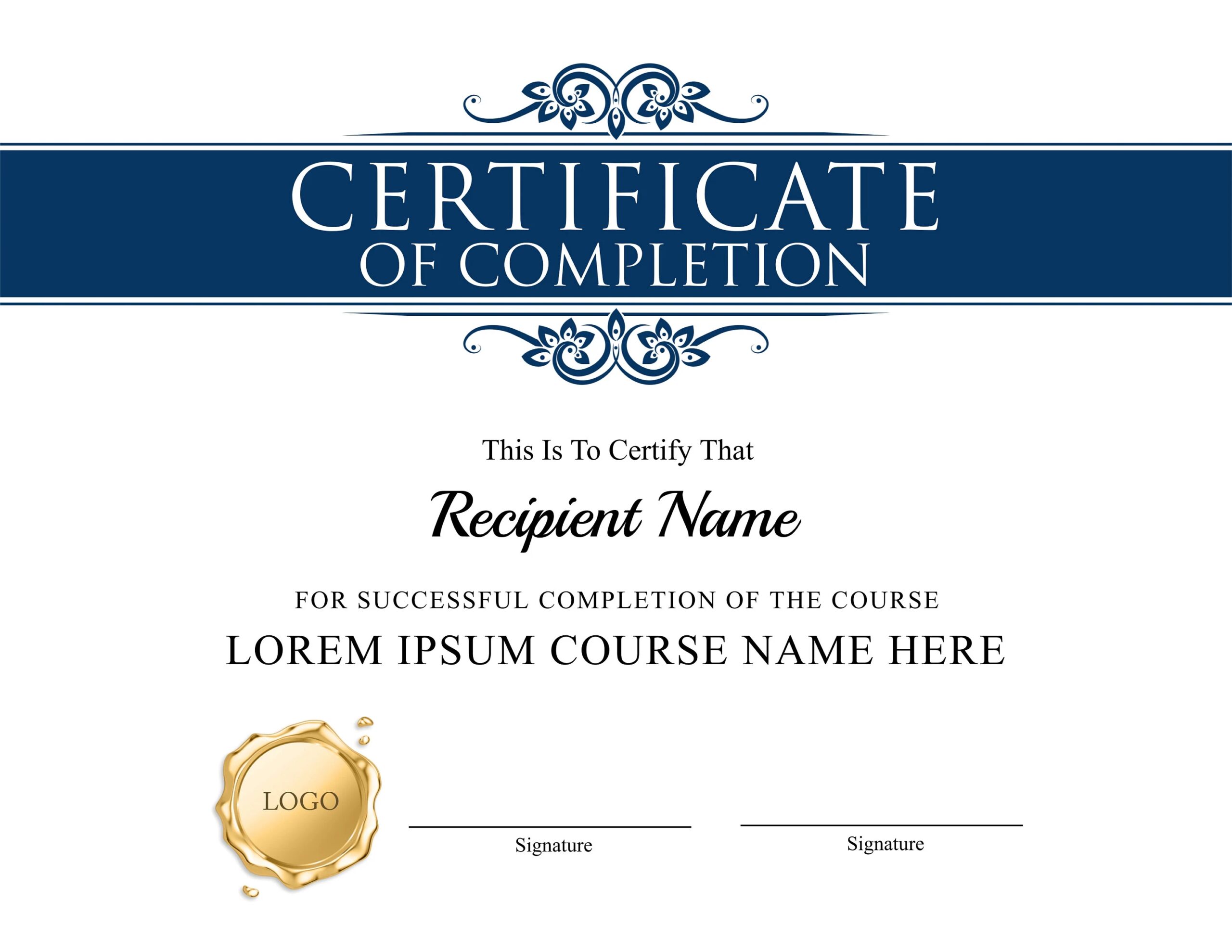 Editable Certificate Of Completion Template Editable Printable Certificate Template Achievement Award Etsy