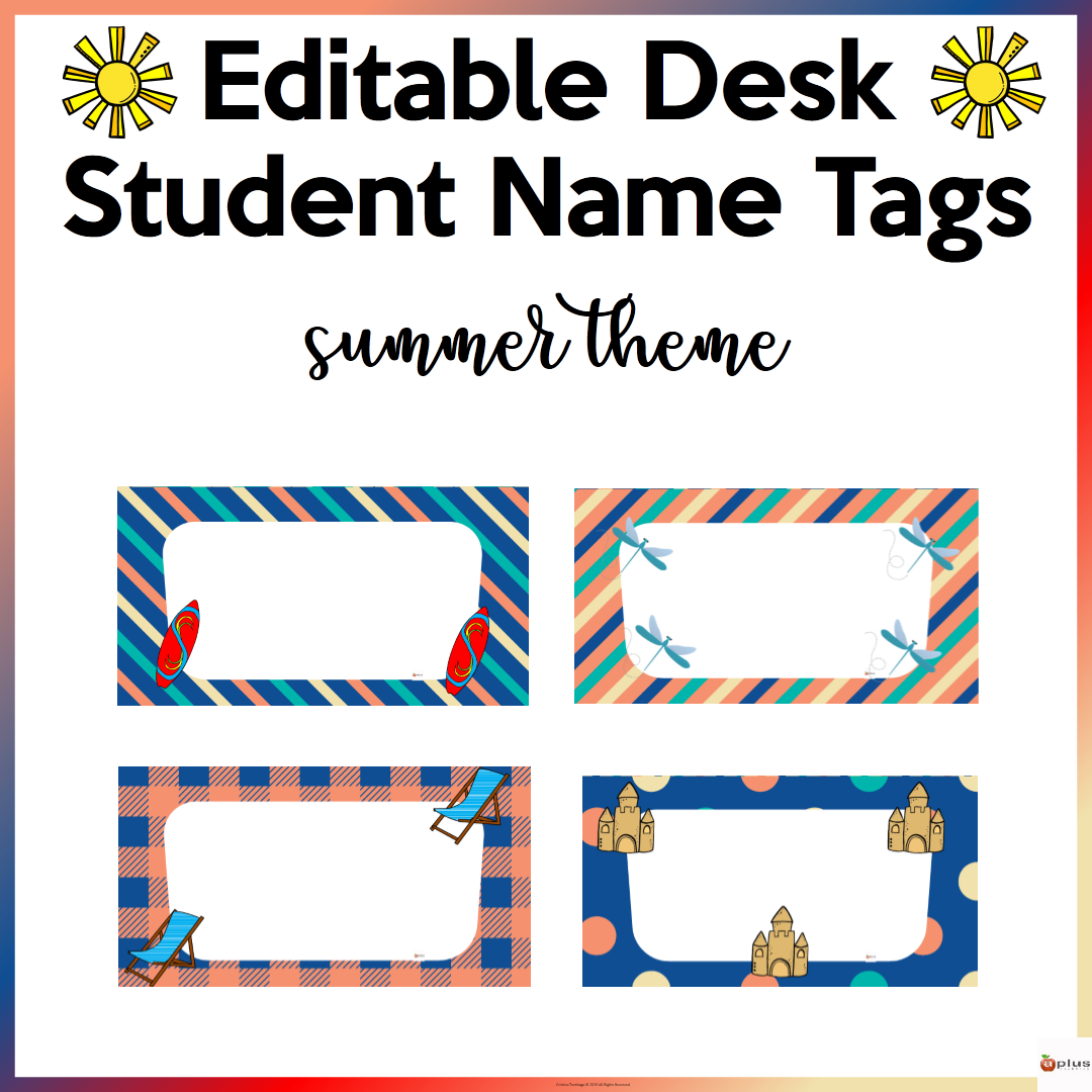 Editable Desk Name Tags Summer Theme Made By Teachers