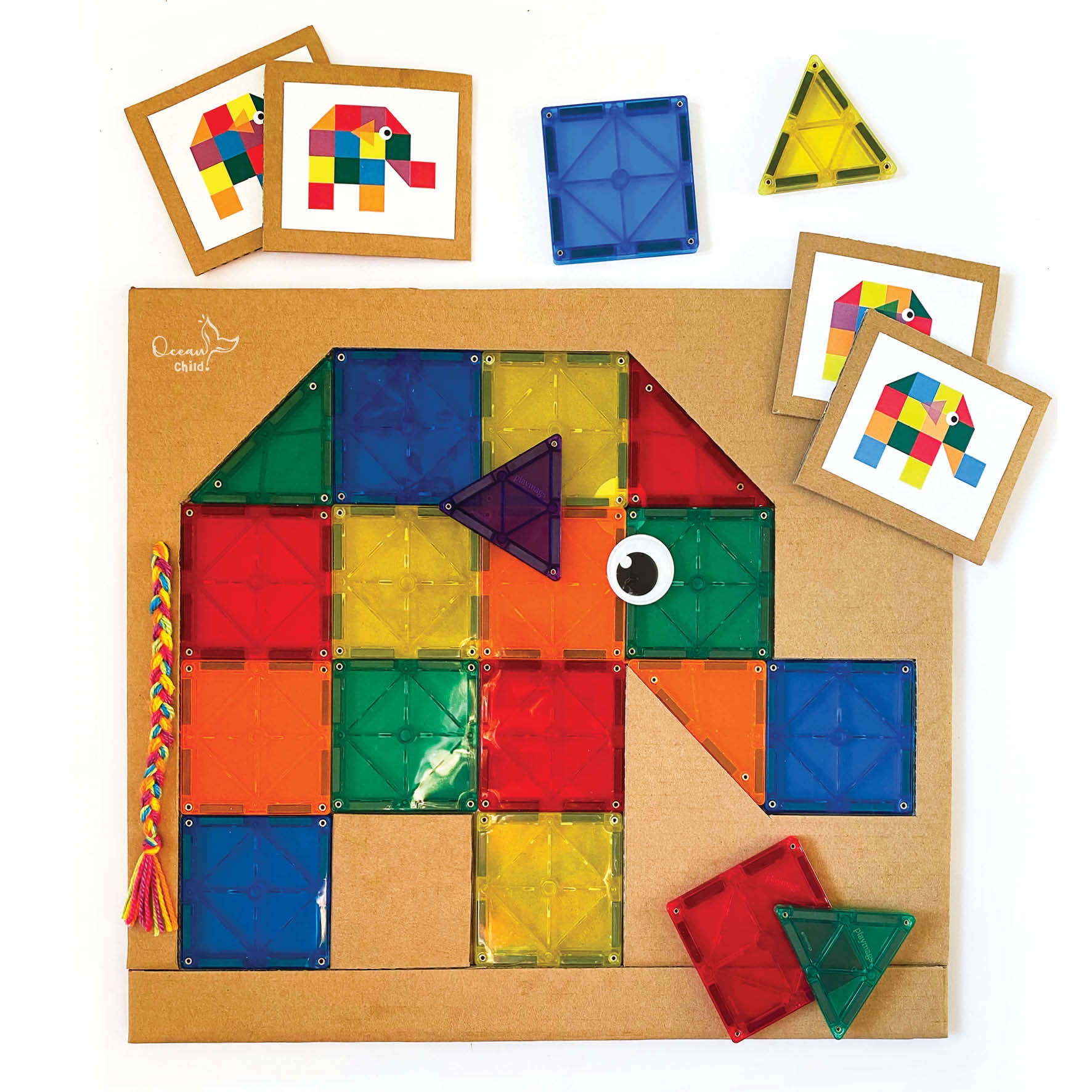Elmer The Elephant DIY Puzzle With Magnetic Tiles FREE Printable Ocean Child Crafts
