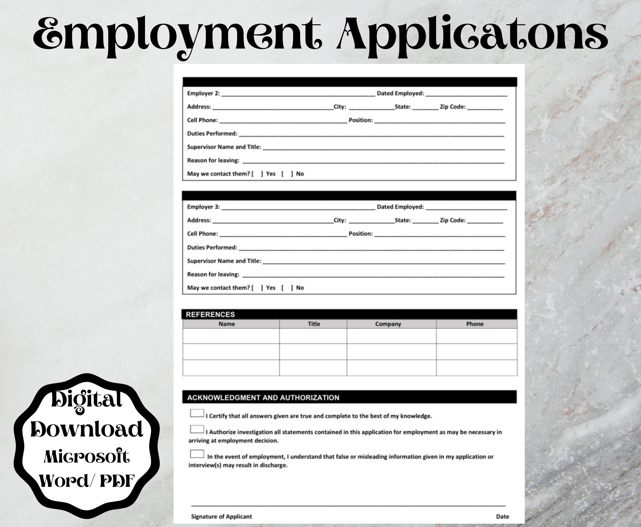 Employment Application Form Template Word Printableu0026 Editable Worksheets Library
