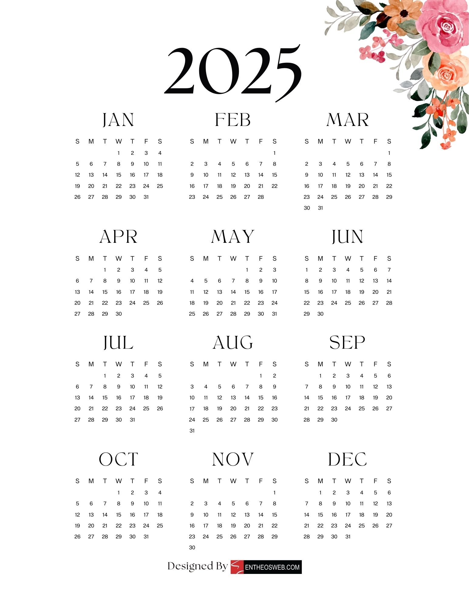 Free 2025 Printable Calendars Free 2025 Printable Calendars EntheosWeb