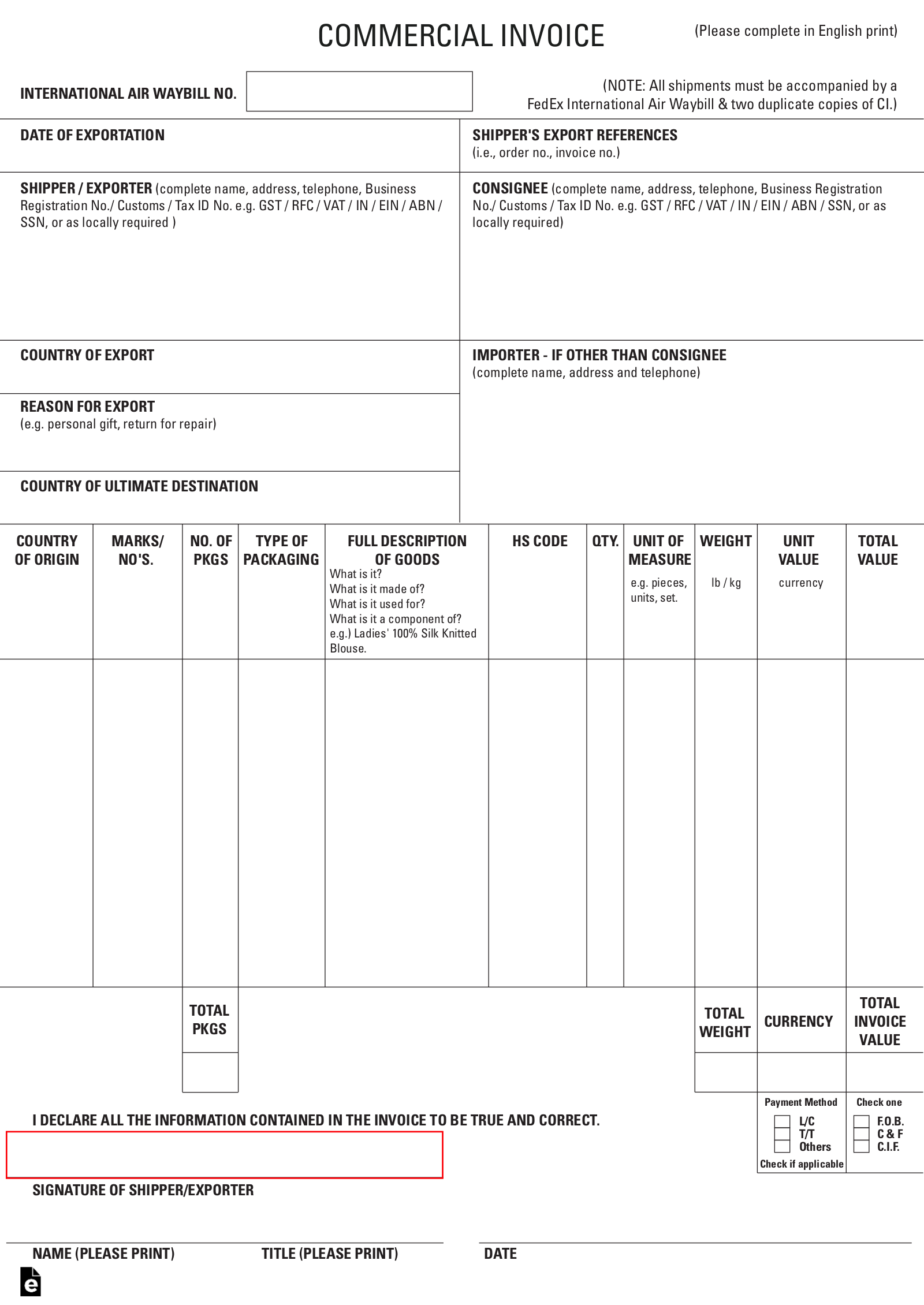 Free Blank Invoice Templates 30 PDF EForms