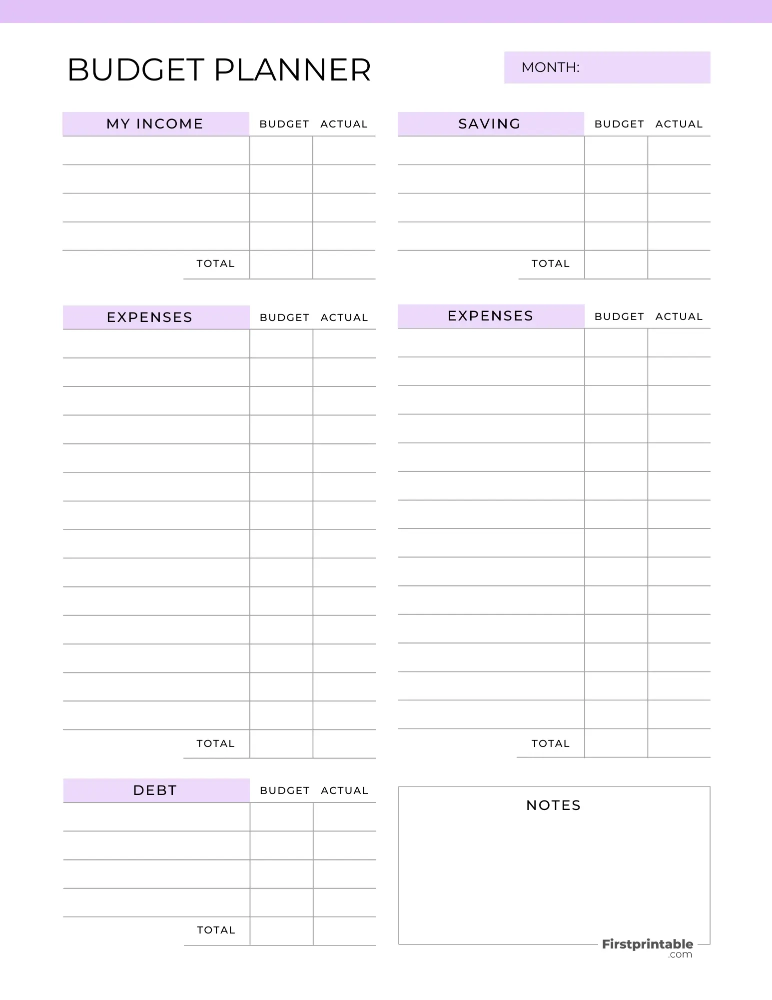 Free Budget Planner Templates Printable U0026 Fillable