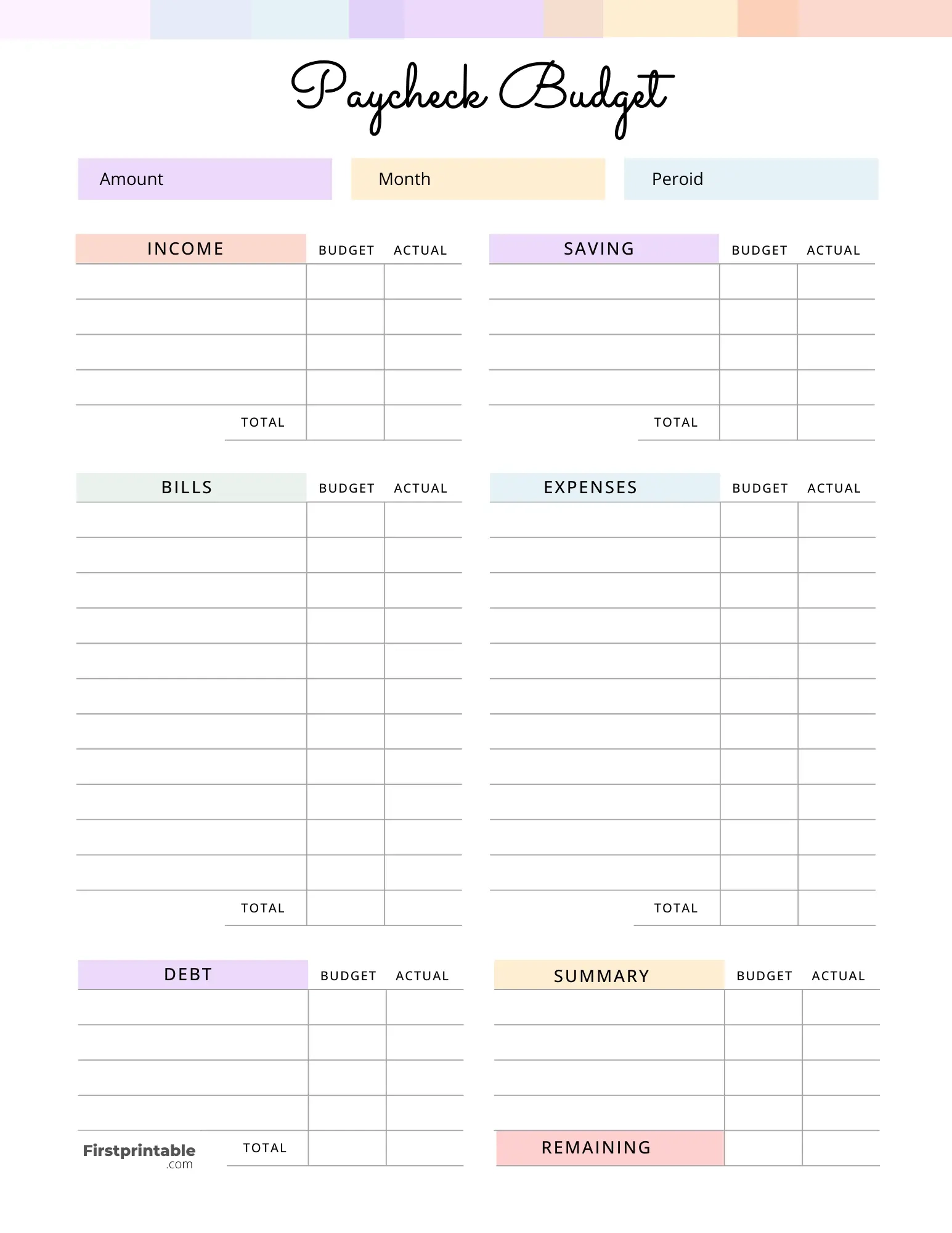 Free Budget Planner Templates Printable U0026 Fillable