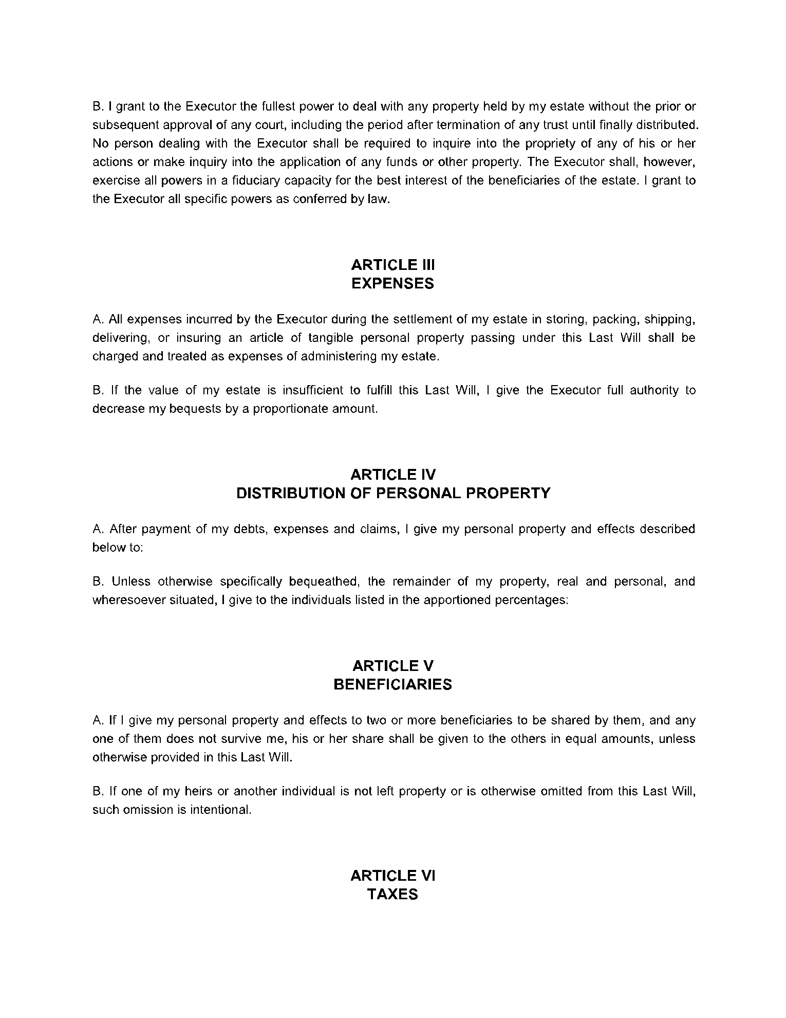 Free California Last Will And Testament Template CocoSign
